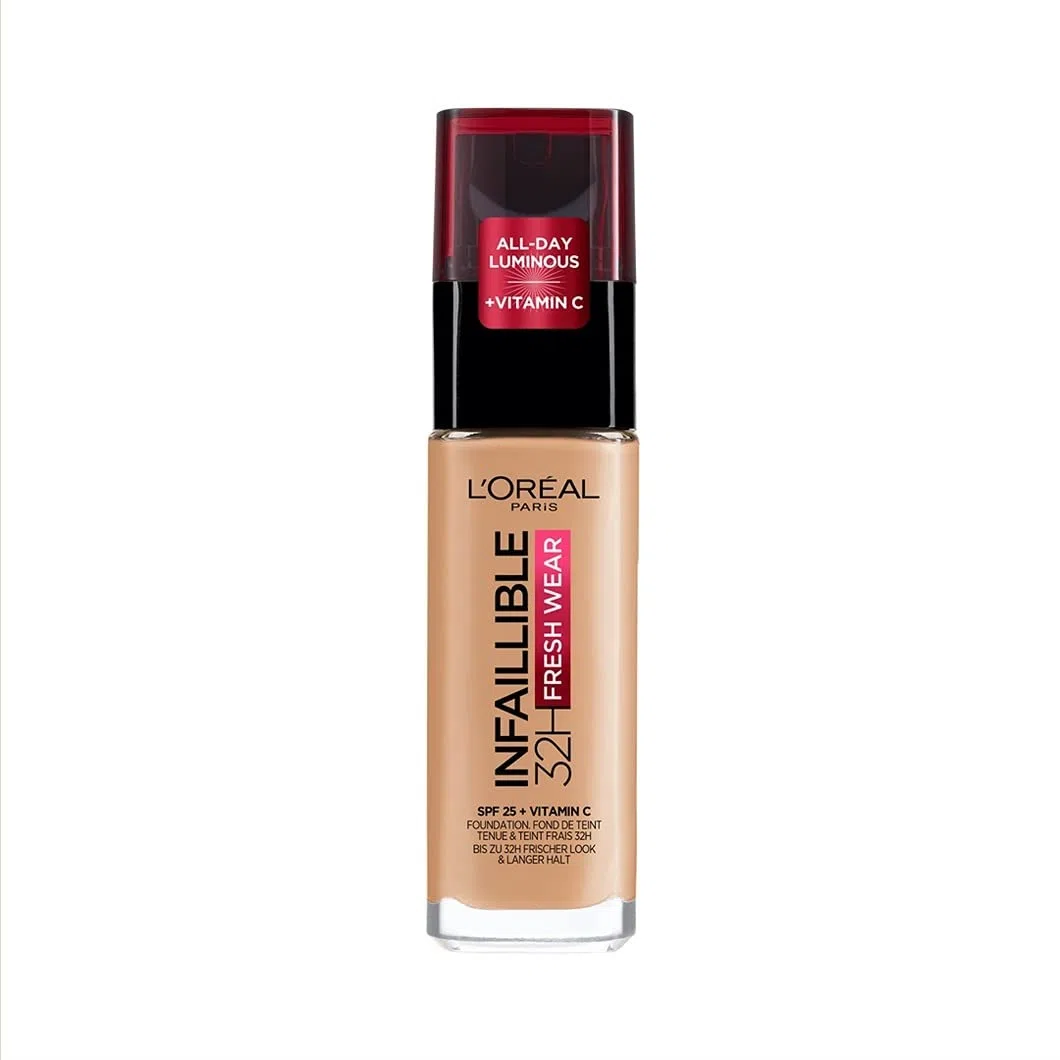 L'Oréal Paris - Fond de Teint Fluide Infaillible 32h Fresh Wear - Tous Types de Peau - Teinte : Sable Éclat (250) - 30 ml