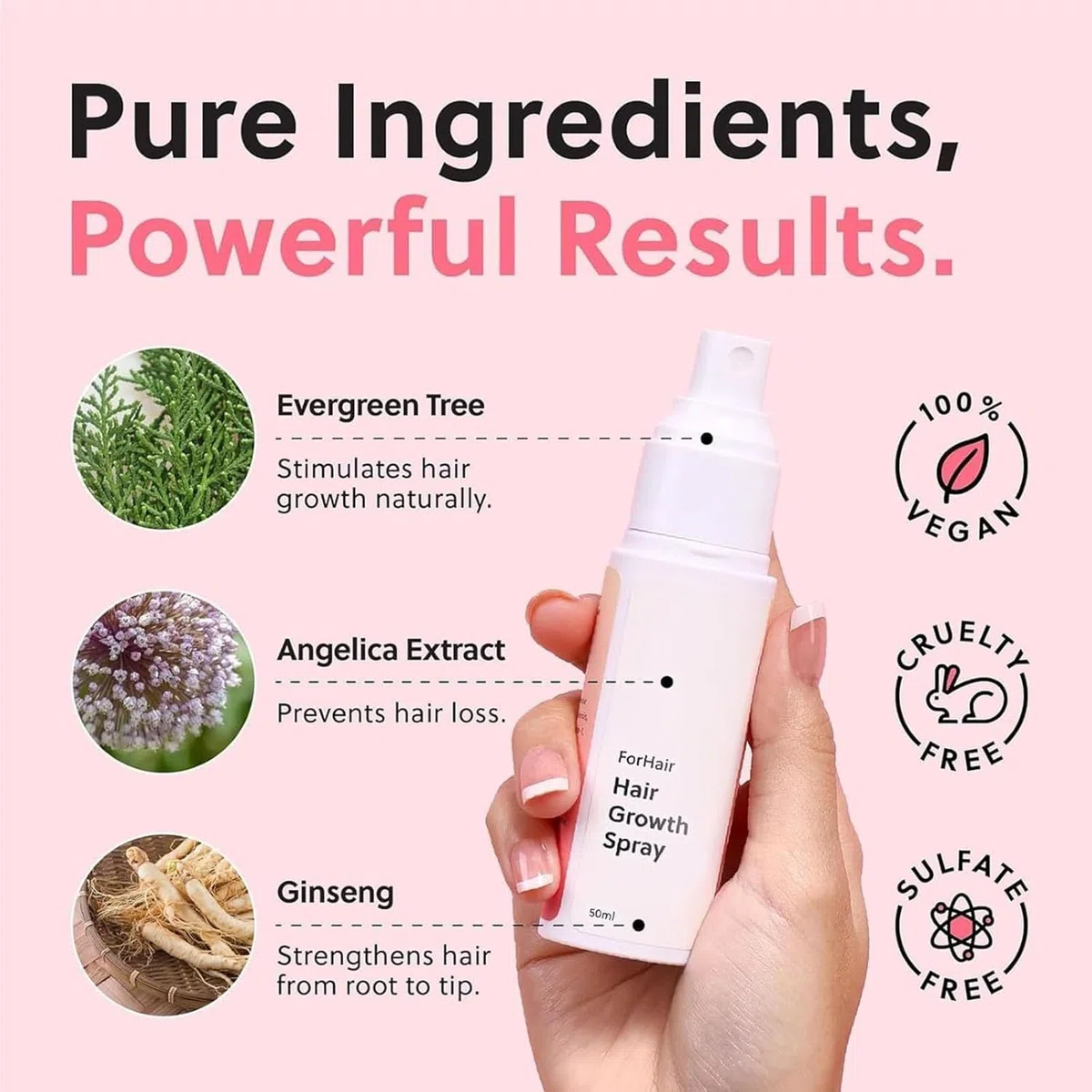 Hair Growth Oil Spray, Natural Hair Thinning Spray for Thinning Hair | Non-Greasy, Damage Repair, Loss Prevention (3PCS)