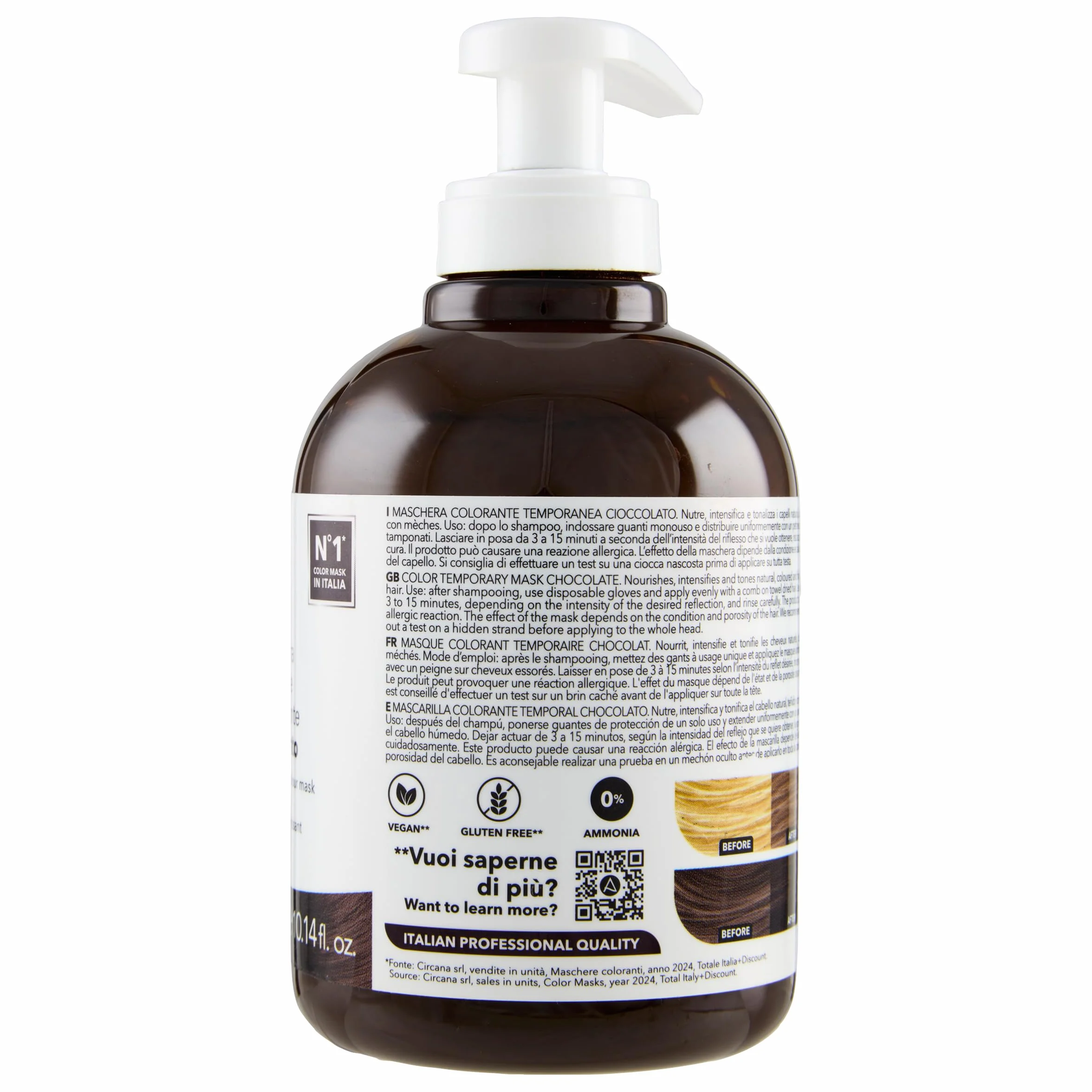 S.O.S Color&Go Masque colorant, réfléchissant et raviveur de couleur, 300 ml, chocolat