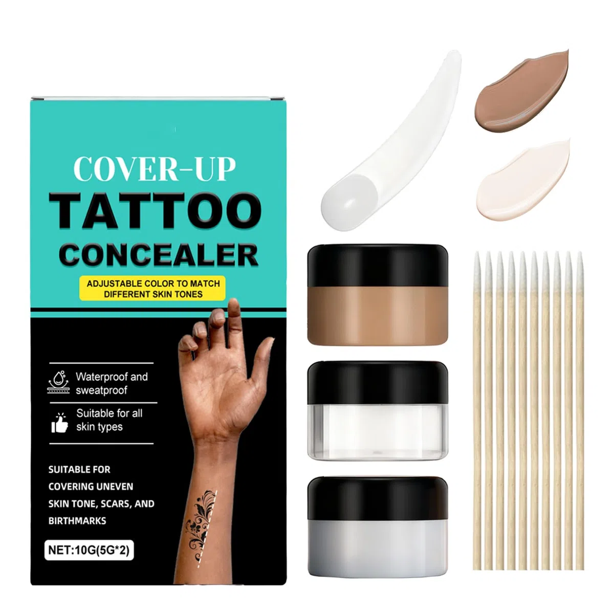 Maquillage pour le corps et les jambes, imperméable, 2 couleurs, couverture complète, correcteur longue durée pour tatouages, cicatrices, imperfections, crème de couverture naturelle