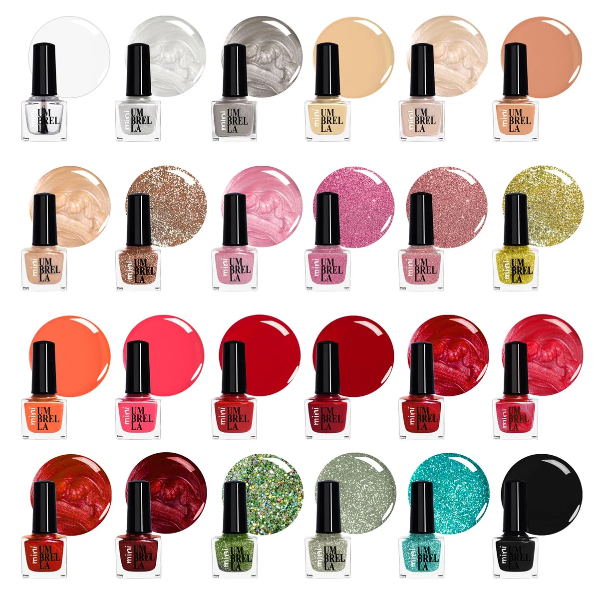 Set de vernis à ongles sans gel – 24 couleurs, flacons de 5 ml avec finition brillante, pastel, pailletée, mate & métallique, fabriqué dans l’UE (Set A, 24 couleurs)