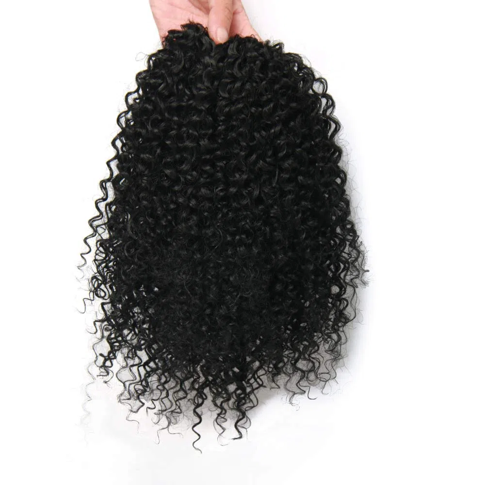 Extension de queue de cheval afro - américaine bouclée cheveux courts en queue de cheval afro - américaine (1B, 12 Inch)