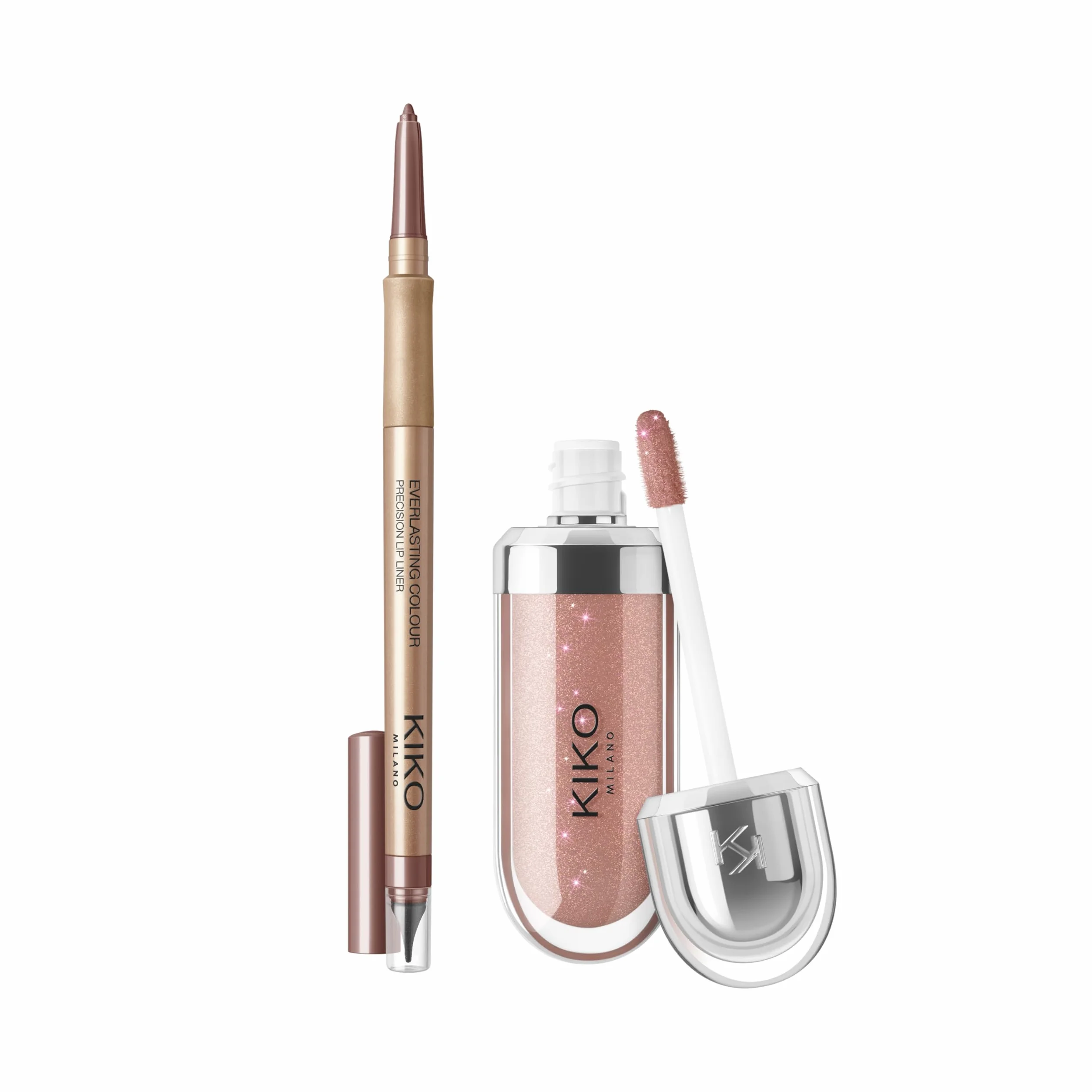 KIKO Milano Lip Combo Set 03, Kit Lèvres : Brillant À Lèvres Hydratant Et Crayon À Lèvres Assorti