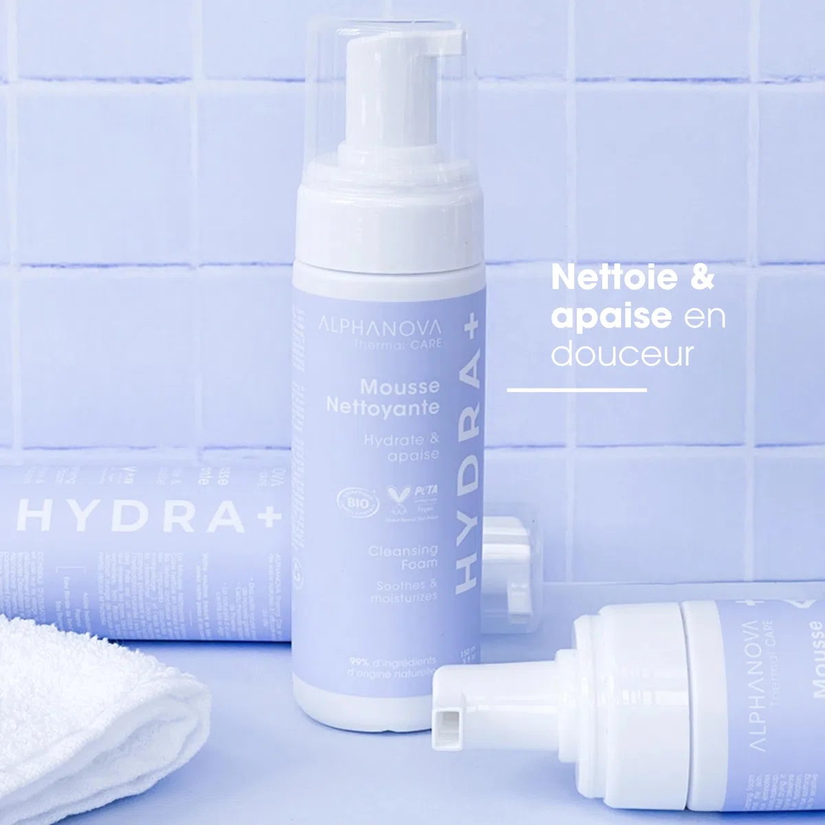 ALPHANOVA THERMAL CARE - Mousse Nettoyante Apaisante HYDRA+ - Acide hyaluronique - Naturelle - Certifiée Bio - 150ml | Acide hyaluronique, Naturelle, Certifiée Bio