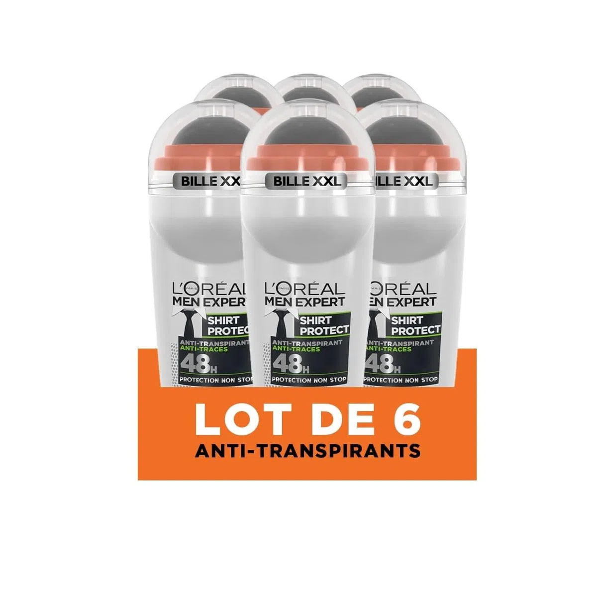 L'Oréal Men Expert - Déodorant Bille Anti-Traces pour Homme - Efficacité 48h - Shirt Protect - 6 x 50 ml