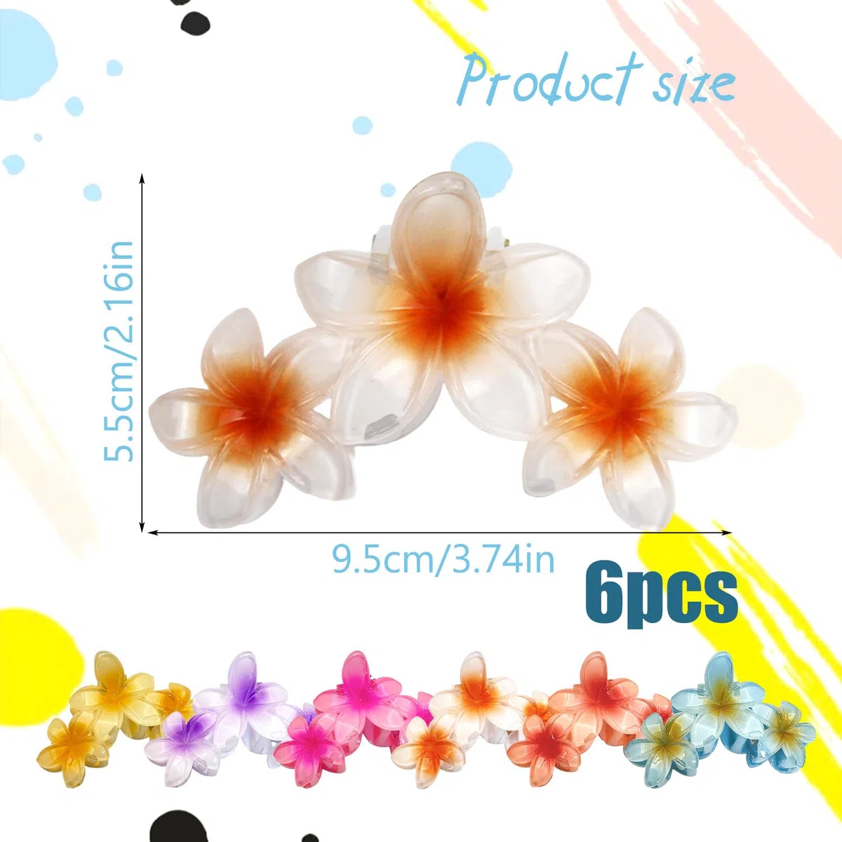 Vaskula 6 Pièces Pince Cheveux Femme Antidérapantes Forte Adhérence Pince a Cheveux Fleur Mates Accessoires pour Cheveux Épais et Fins (6 Couleur)