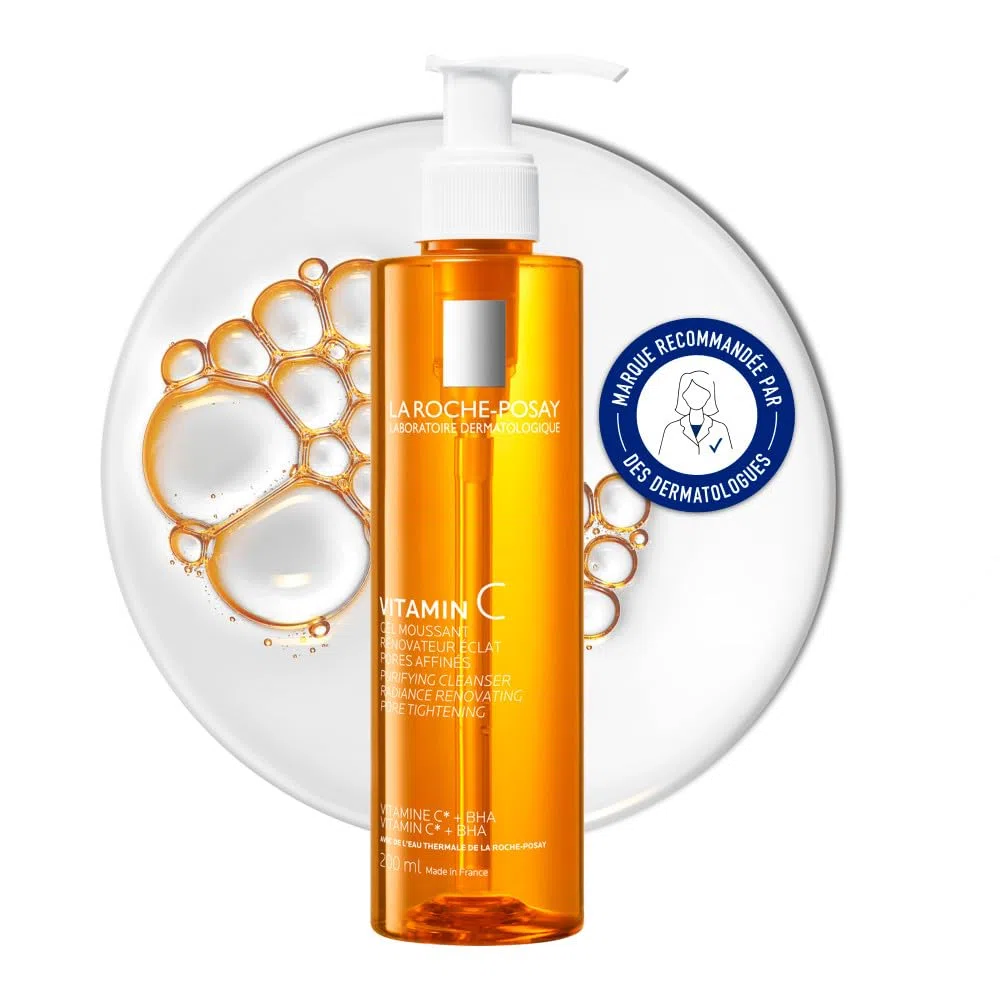La Roche-Posay - Vitamine C - Gel Nettoyant Visage - pour tous Types de Peaux, Même Sensibles et Grasses - Vitamine C et BHA - Mousse Nettoyante Visage Rénovateur Eclat