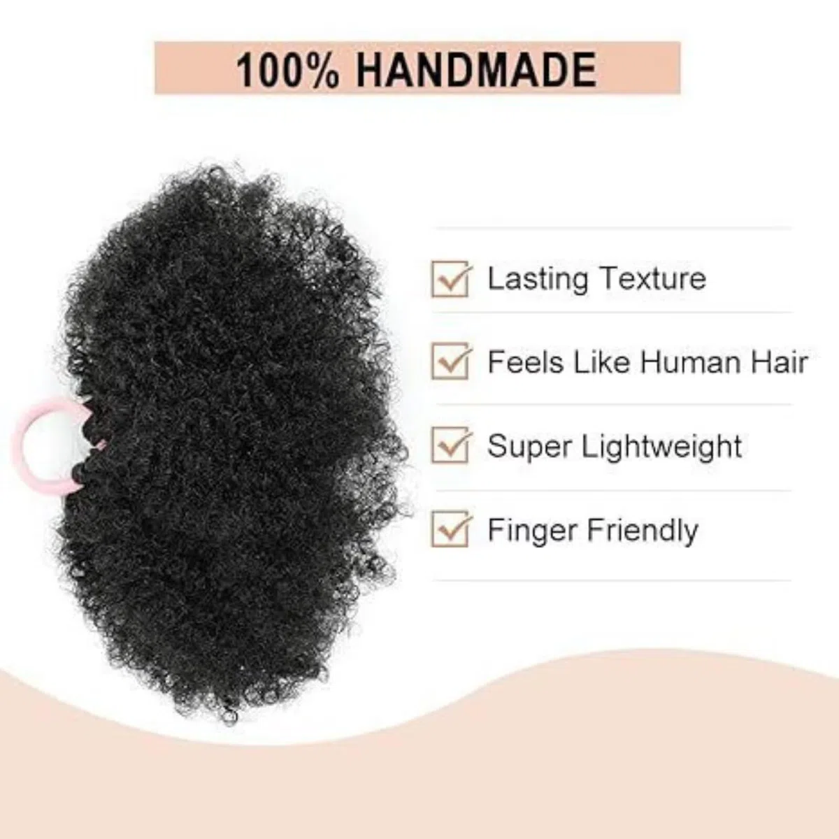 Queue de cheval afro pour enfants noirs, lot de 2 queues de cheval courtes synthétiques noires de qualité supérieure pour cheveux naturels, extension de queue de cheval avec élastique