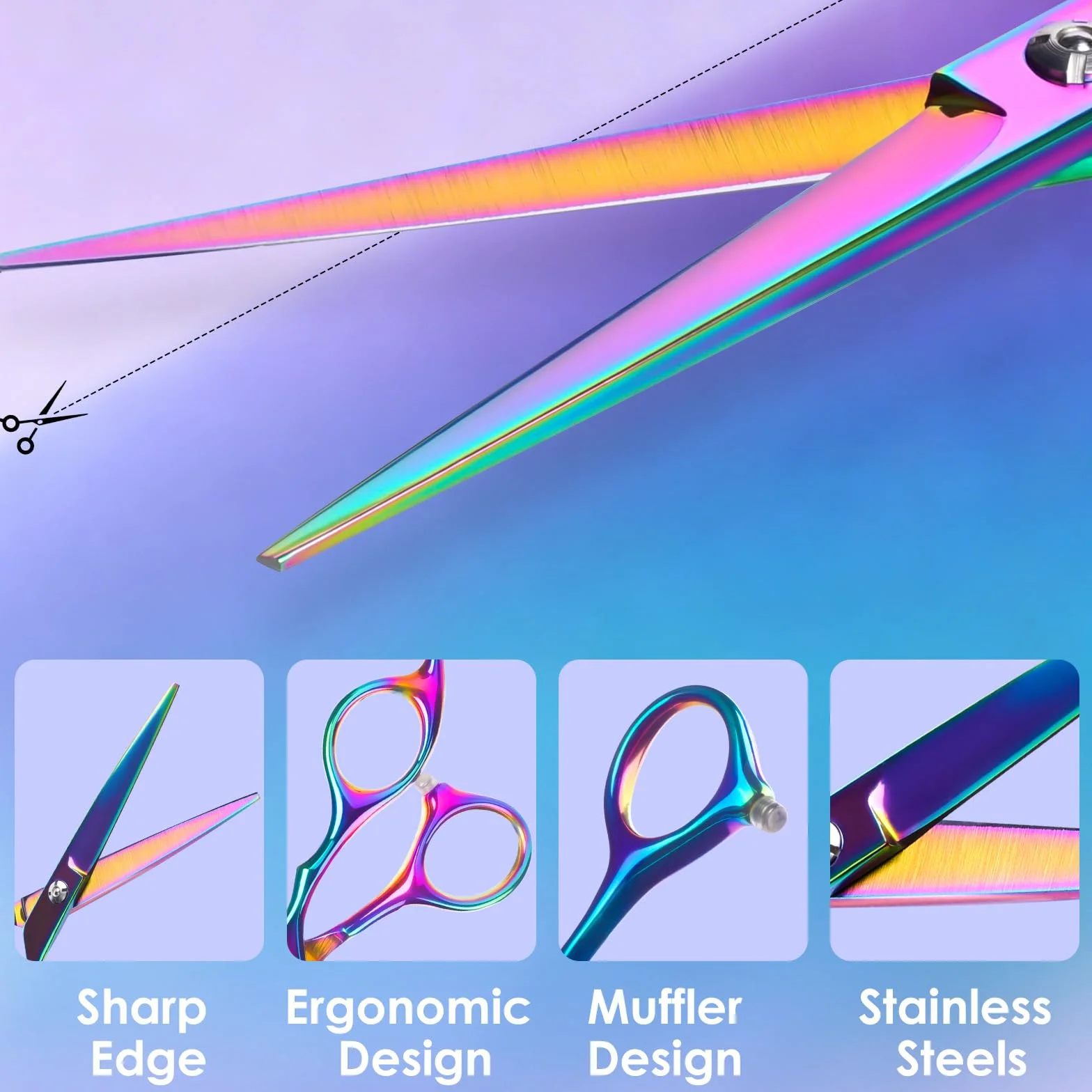 Lictin Kit Ciseaux Coiffure Professionnel 4-in-1 – 6.7inch Droits + Ciseaux de Coiffure Desepaissir, Ultra-Tranchants, Ergonomique, Barbier 、Bricolag Domicile Salon