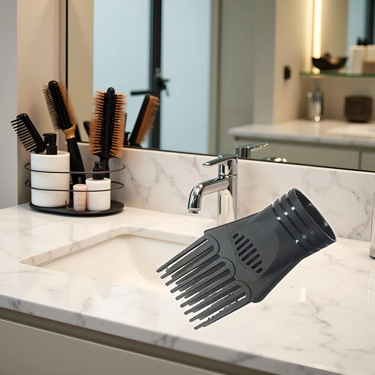 Buse de coiffure universelle noire – Peigne à cheveux tendance pour lisser, démêler les cheveux fins, bouclés, naturels, sèche-cheveux et accessoires, peignes pour sèche-cheveux