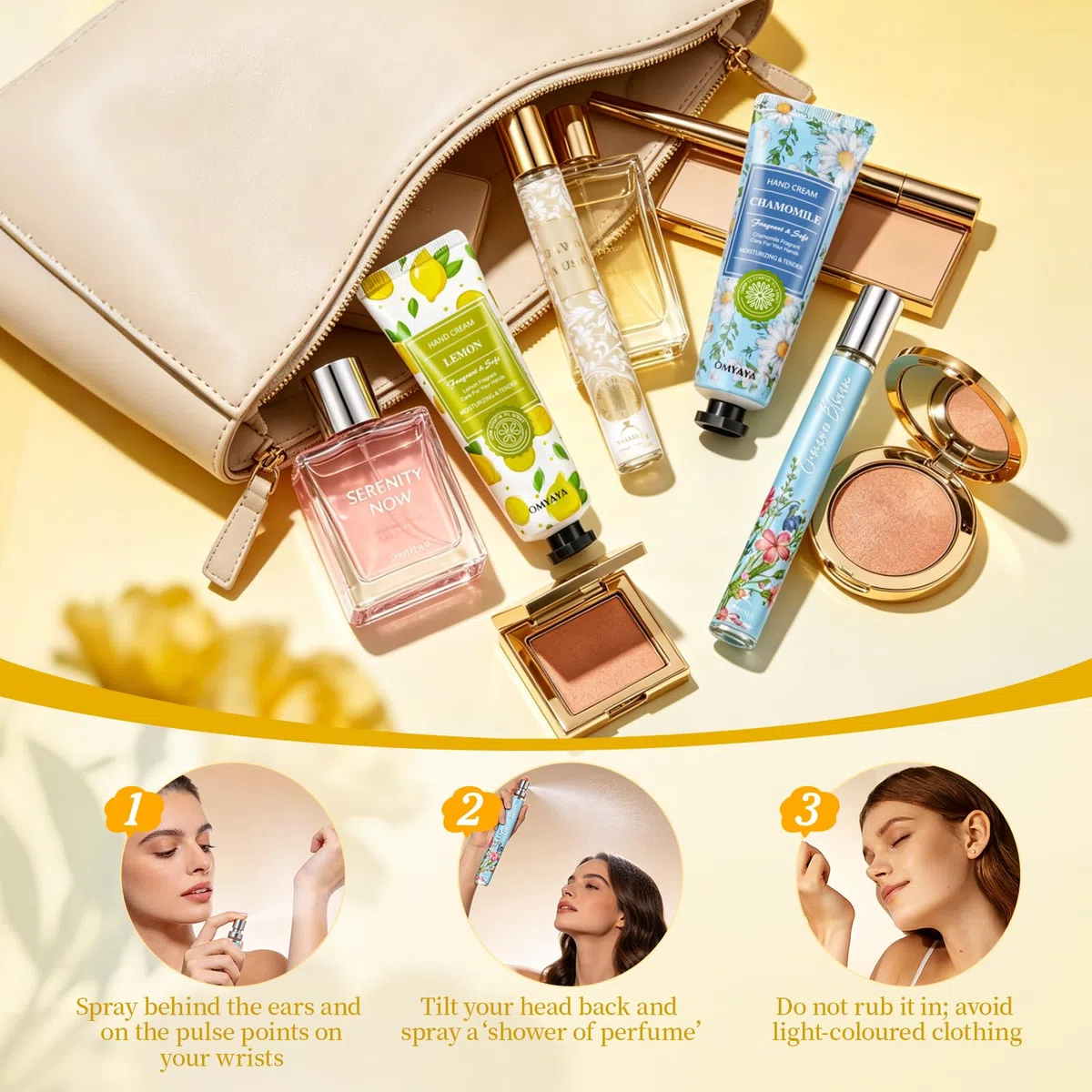 Coffret parfum pour femme，4x 35ml Parfum femme +4 Crèmes Mains Vitaminées + 2 Bougies Parfumées - Cadeau Anniversaire Idée Originale pour Elle - Perfum Floral Longue Tenue - Format Voyage