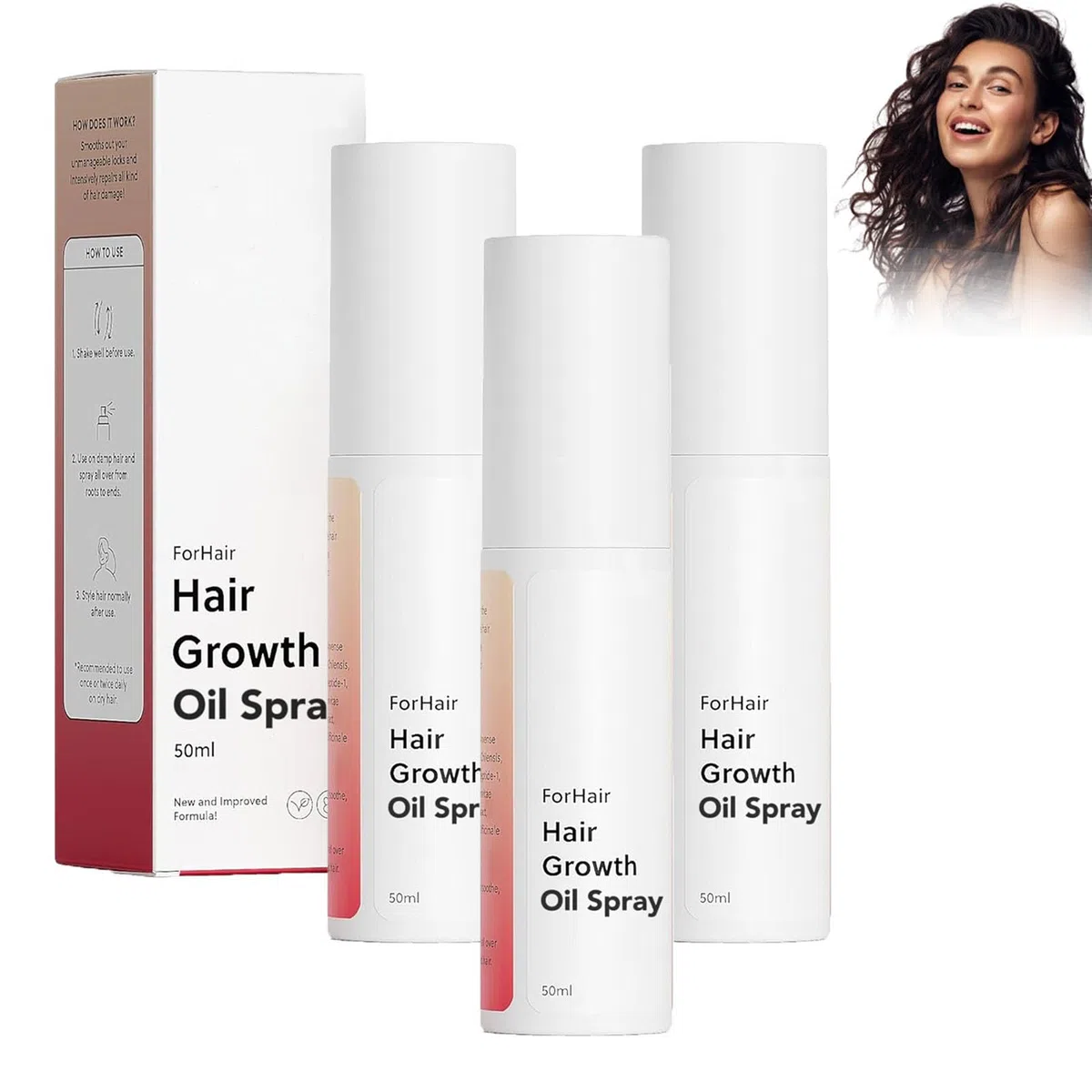 Hair Growth Oil Spray, Natural Hair Thinning Spray for Thinning Hair | Non-Greasy, Damage Repair, Loss Prevention (3PCS)