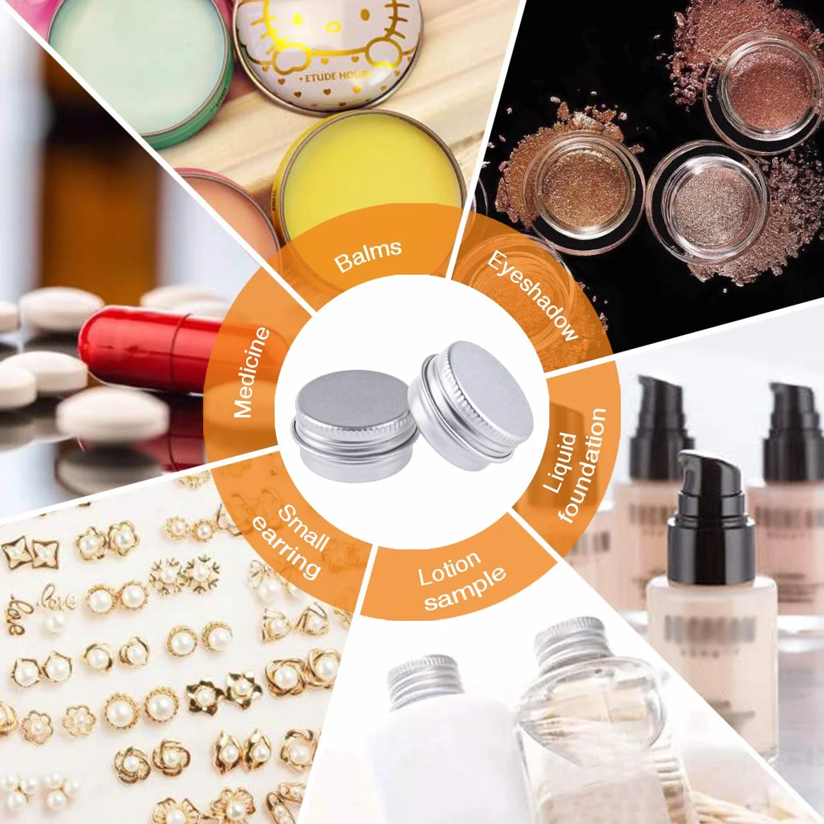 35 Pots en Aluminium de 5 Ml, Pots de Contenants Cosmétiques Vides Avec Spatule et Autocollants d'Étiquettes Pour Échantillon, Baume à Lèvres