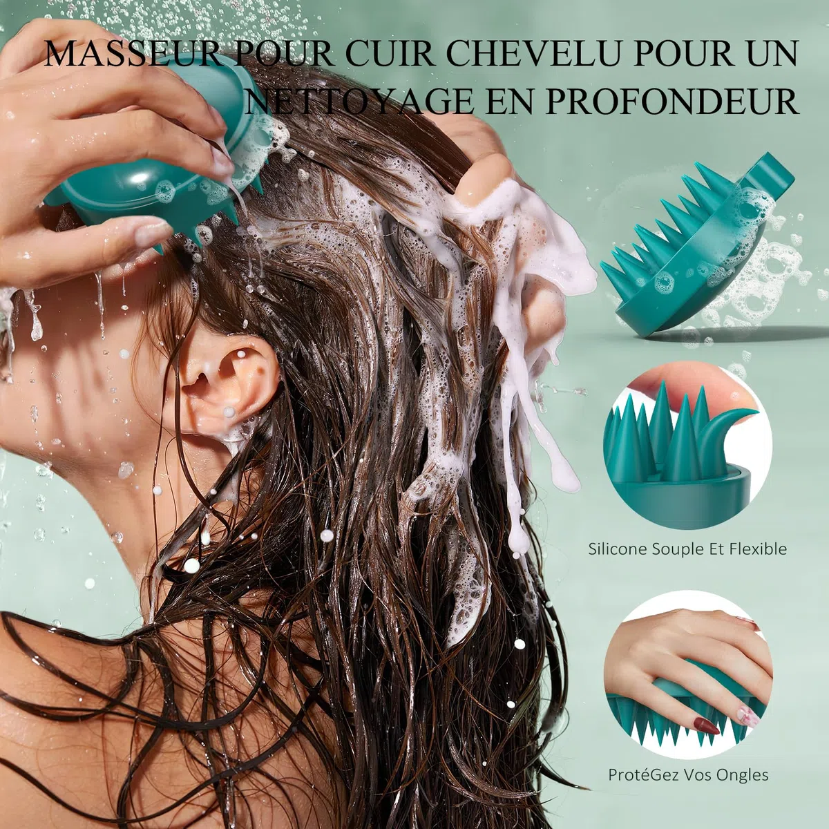 Gommage du cuir chevelu, shampooing exfoliant pour cuir chevelu au romarin, traitement 2 en 1 du cuir chevelu à l'huile de menthe, traitement capillaire pour clarifier et enlever l'accumulation avec