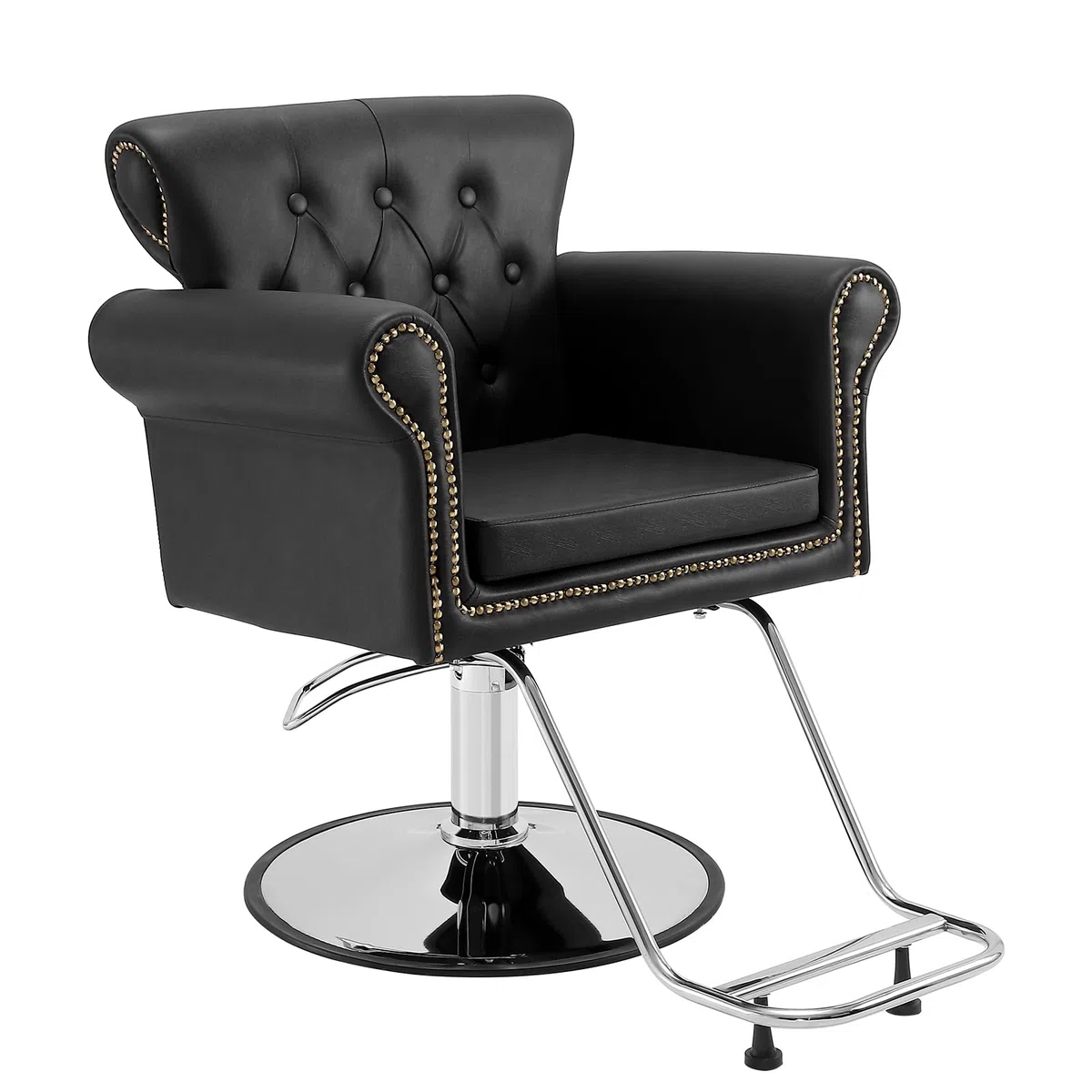 VEVOR Chaise de Coiffeur Hydraulique Fauteuil Salon Coiffure Pivotant 360° Charge 150 kg Hauteur Réglable 905-1060 mm Siège Barbier avec repose-pieds pour Salon Professionnel, Shampoing, Beauté, Noir
