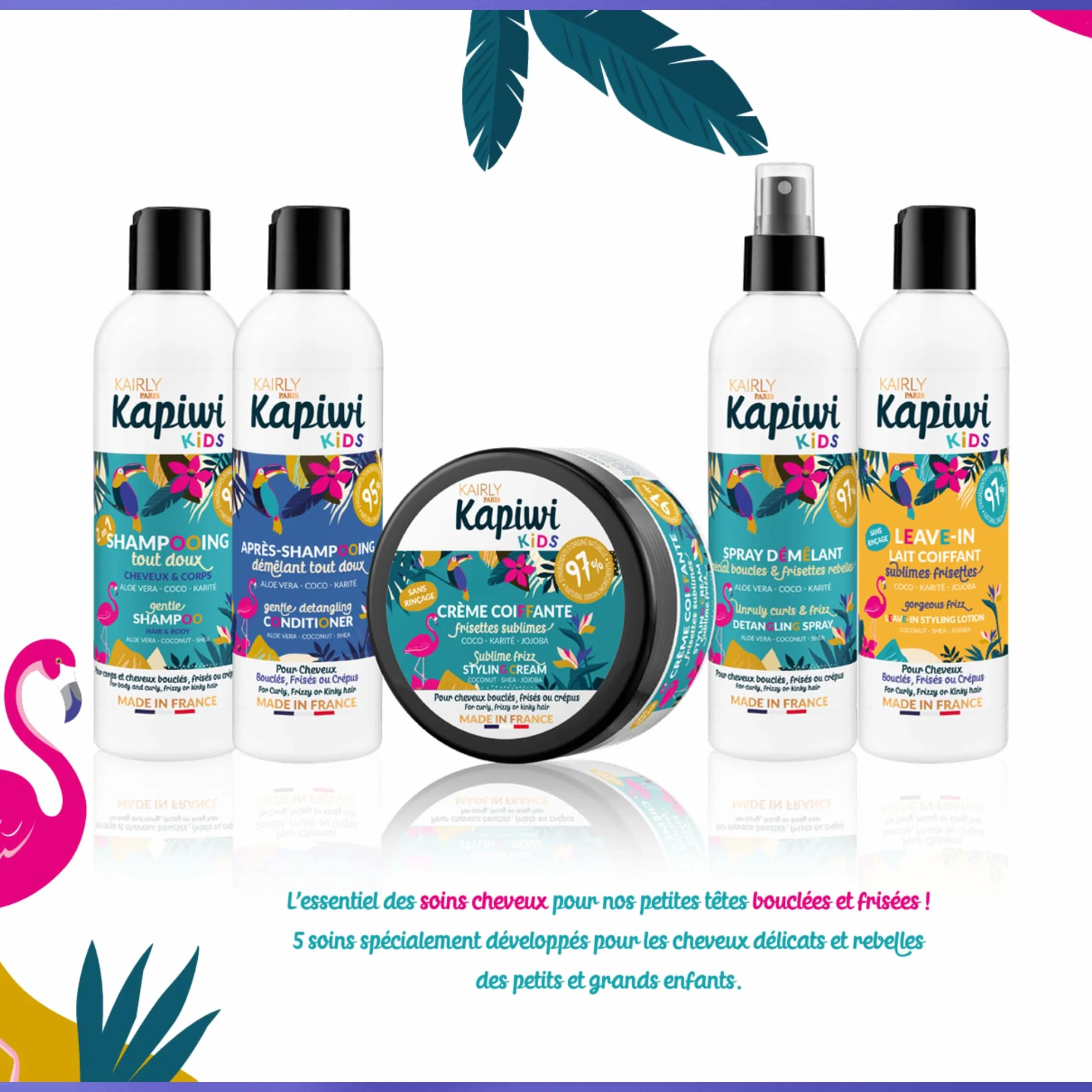 Shampooing Tout Doux 2-en-1 KAPIWI Kids - Cheveux Bouclés & Corps - 97% Naturel - Aloe Vera, Coco & Karité 240 ml