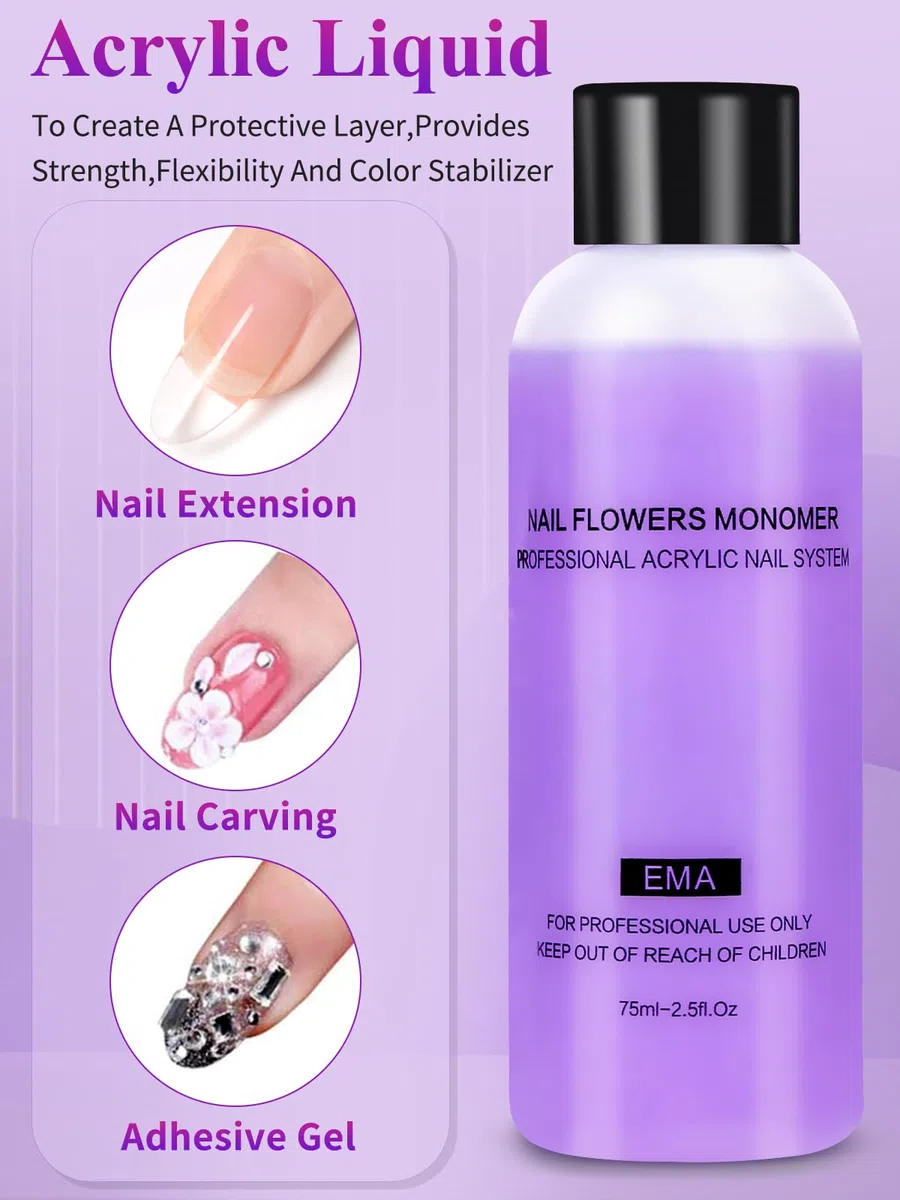 Yokilly Poudre Acrylique Pour Ongles: 30G Acrylique Kit Ongle Avec Transparent Rose Blanc Resine Ongle Poudre - Professionnels Kit Acrylique Ongles Avec Pinceau Acrylique Ongle