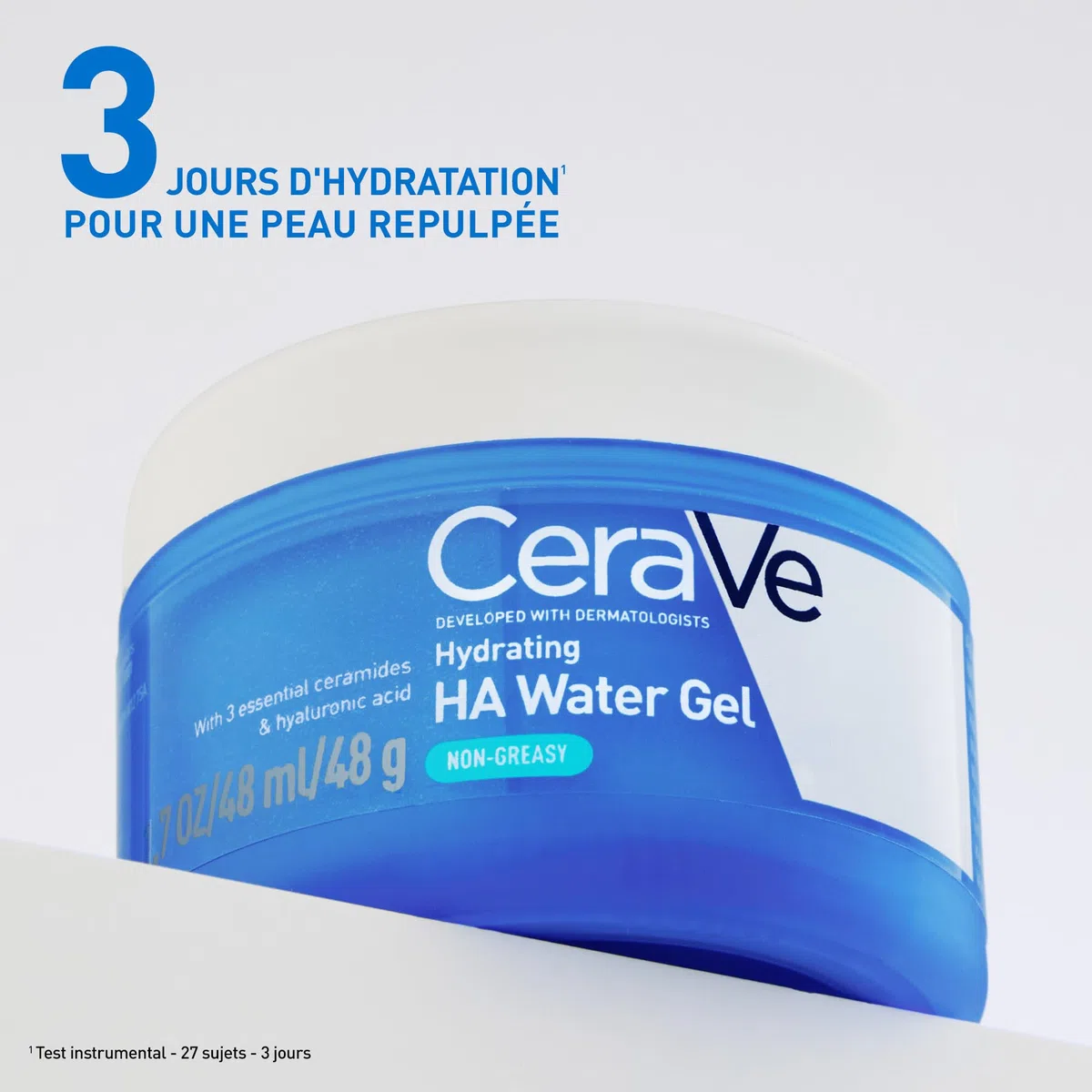 CeraVe, Aqua-Gel Hydratant, Hydratation 72H, Crème Hydratante Visage, Tous Types de Peaux Même Mixtes et Sensibles, A Base d'Acide Hyaluronique, Niacinamide et Céramides, Texture Fluide et Légère | Hydratation 72H, Acide Hyaluronique, Niacinamide et Céram