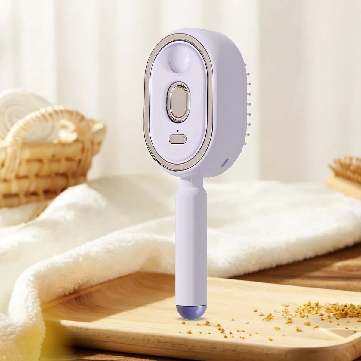 Brosse à vapeur pour cheveux - avec Verre Mesureur d'Huile Peigne Démêlant Rechargeable | Brosse lissante à vapeur | Pour Des Cheveux Épais Raides Ondulés Bouclés Lissage Maison Voyage Filles