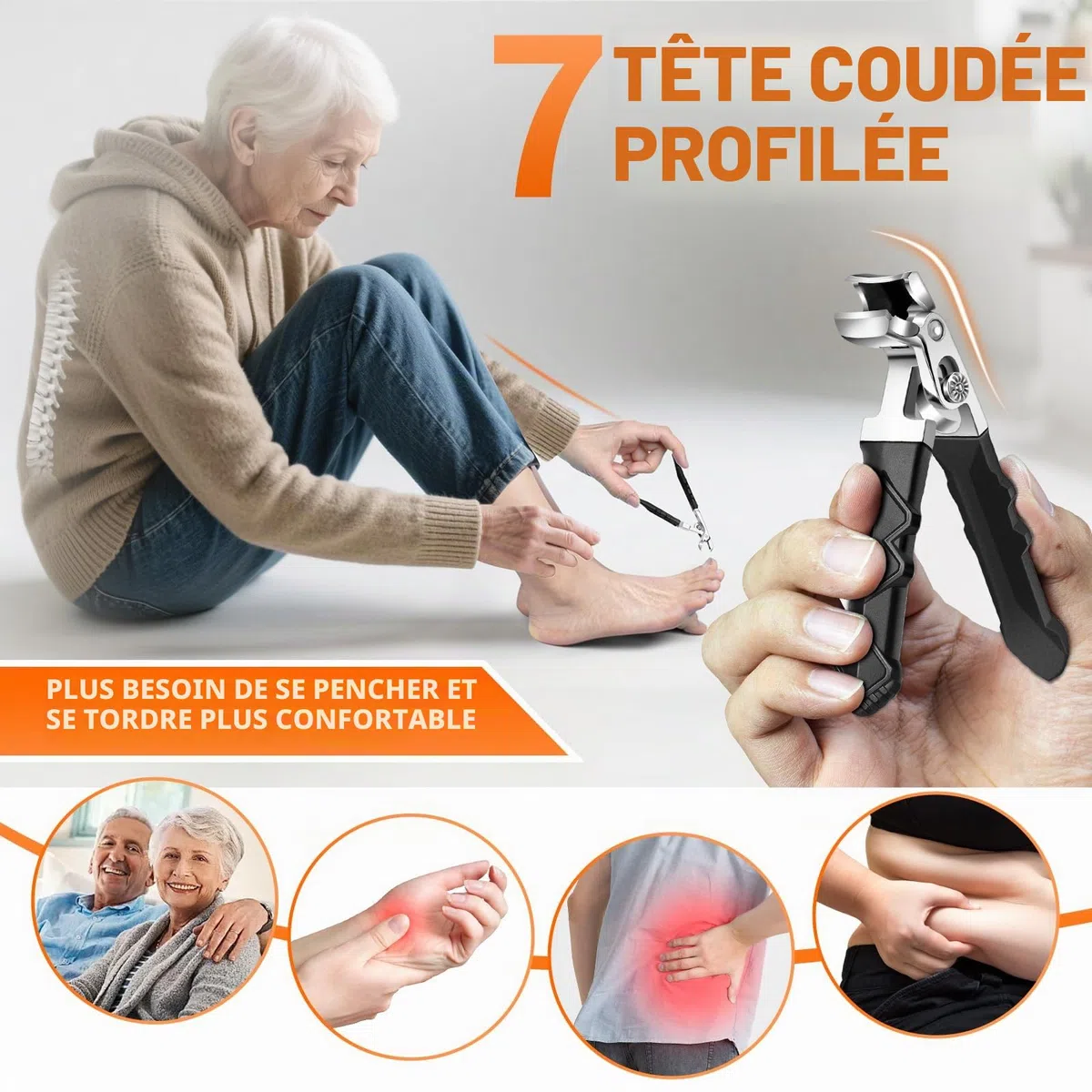 Coupe ongle pied, coupe-ongles professionnel à tête inclinée pour ongles épais incarnés âgés, coupe-ongles à large ouverture pour hommes et femmes avec attrape-ongles