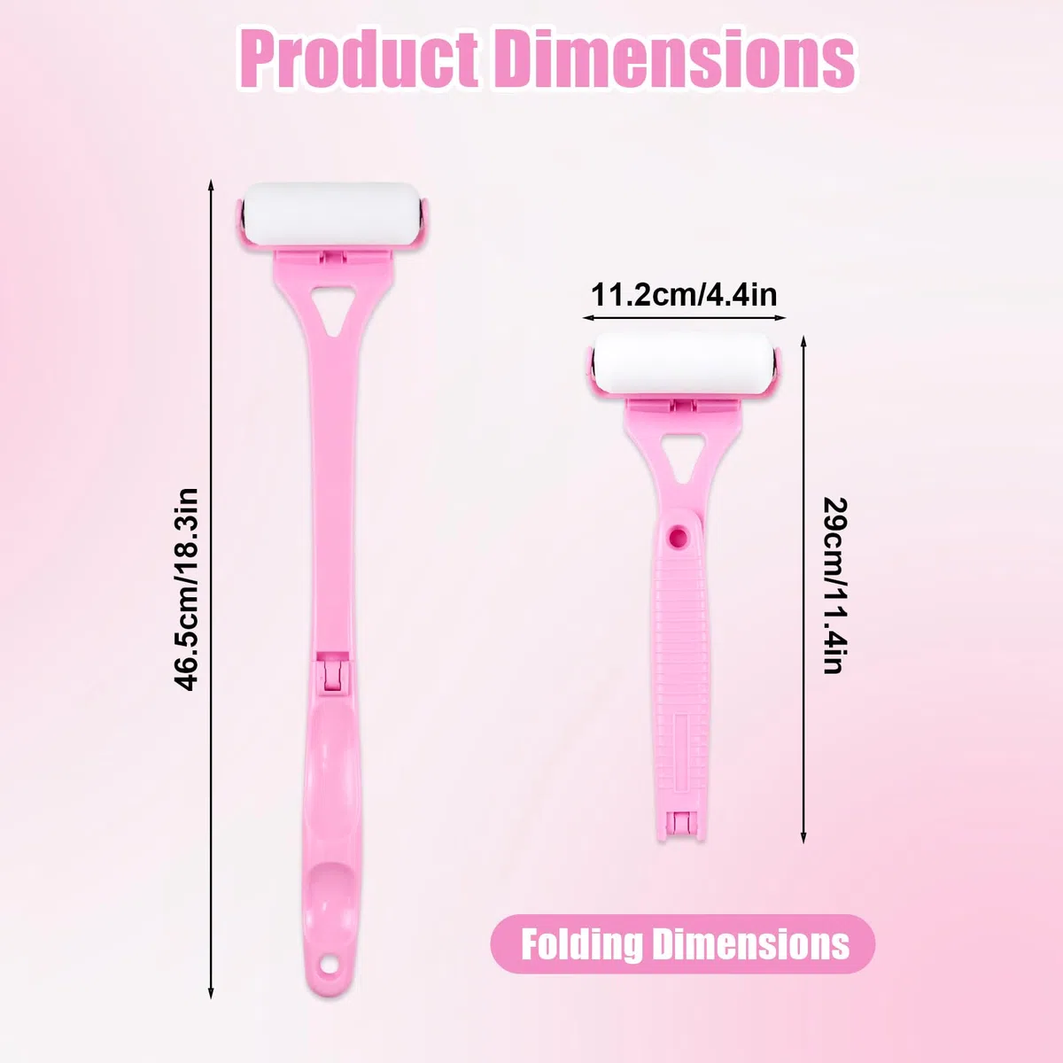 Applicateur De Lotion Pour Le Dos 46,5 Cm, Applicateur Pour Dos Avec Long Manche Et 2 Têtes De Rouleau De Rechange, Applicateur Lotion Pour Le Corps Applicateur Crème Dos