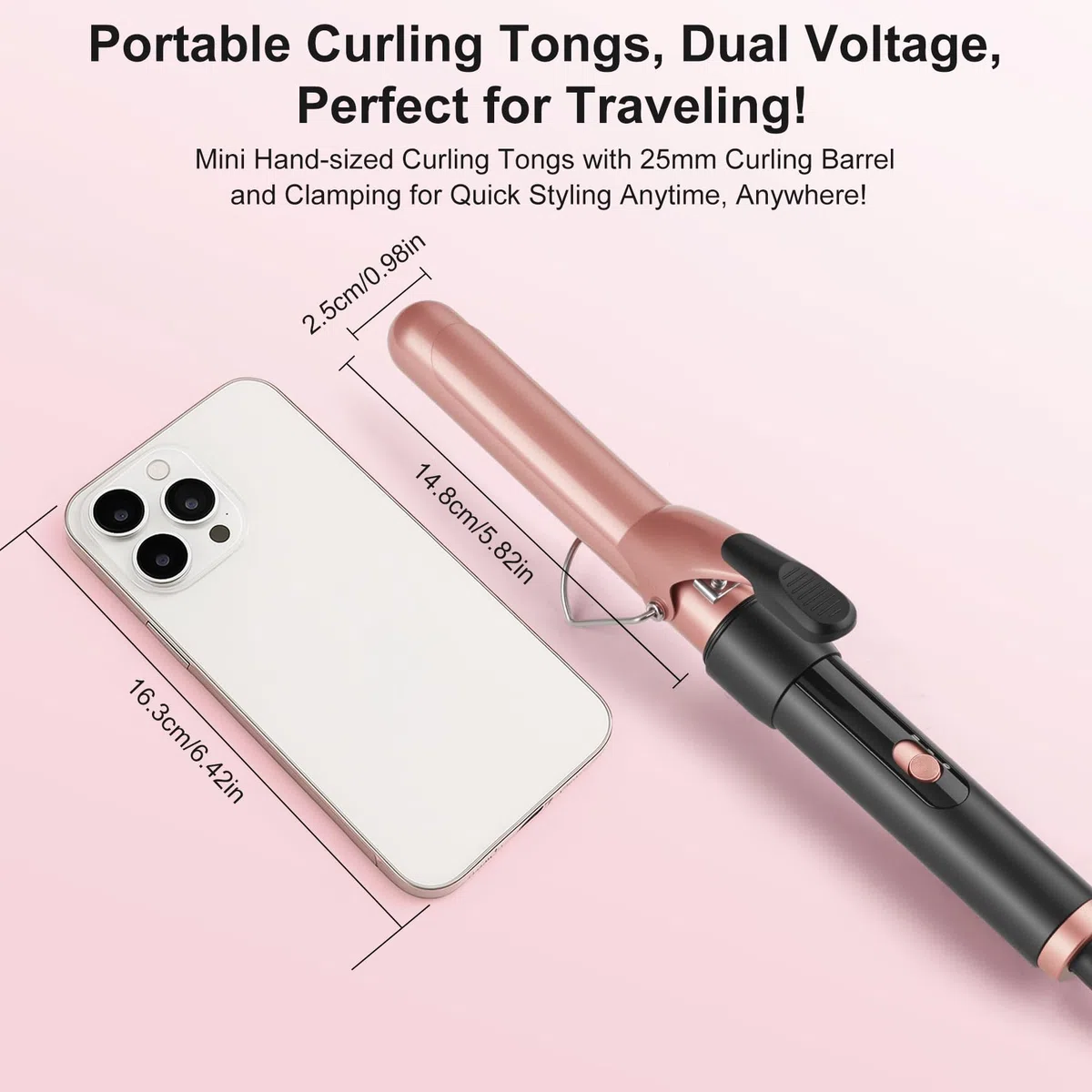 Fer à boucler 25 mm, Boucleur a Cheveux en céramique avec température réglable pour cheveux longs et moyens, double tension professionnel Fers à friser avec gant