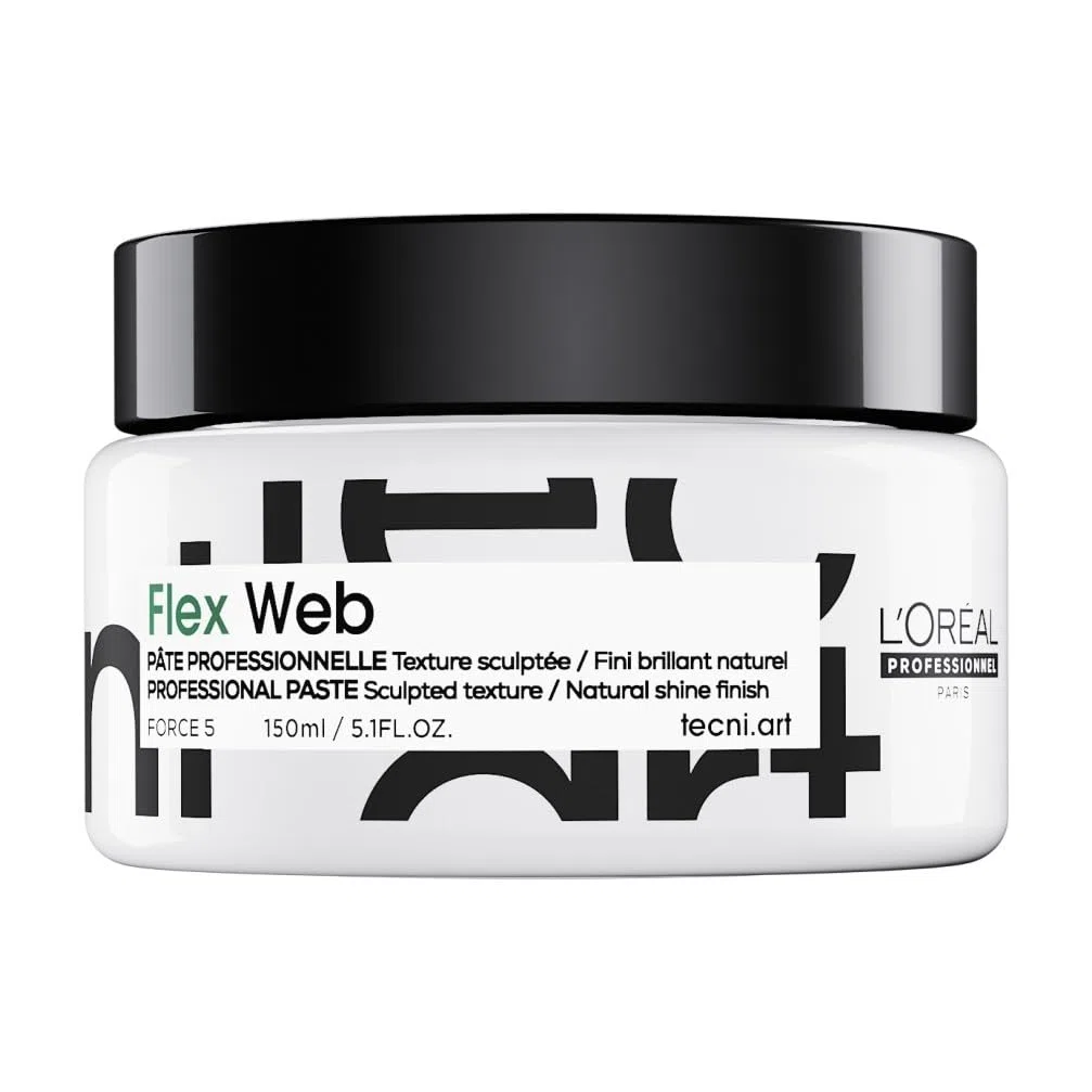 L'Oréal Professionnel, Pâte Sculptante Fibreuse Web, Force 5, Fixation Elastique Longue Durée & Looks Modulables, Cheveux Brillants, Sans Résidus, Non Gras & Non Collant, Tecni Art 150 ml
