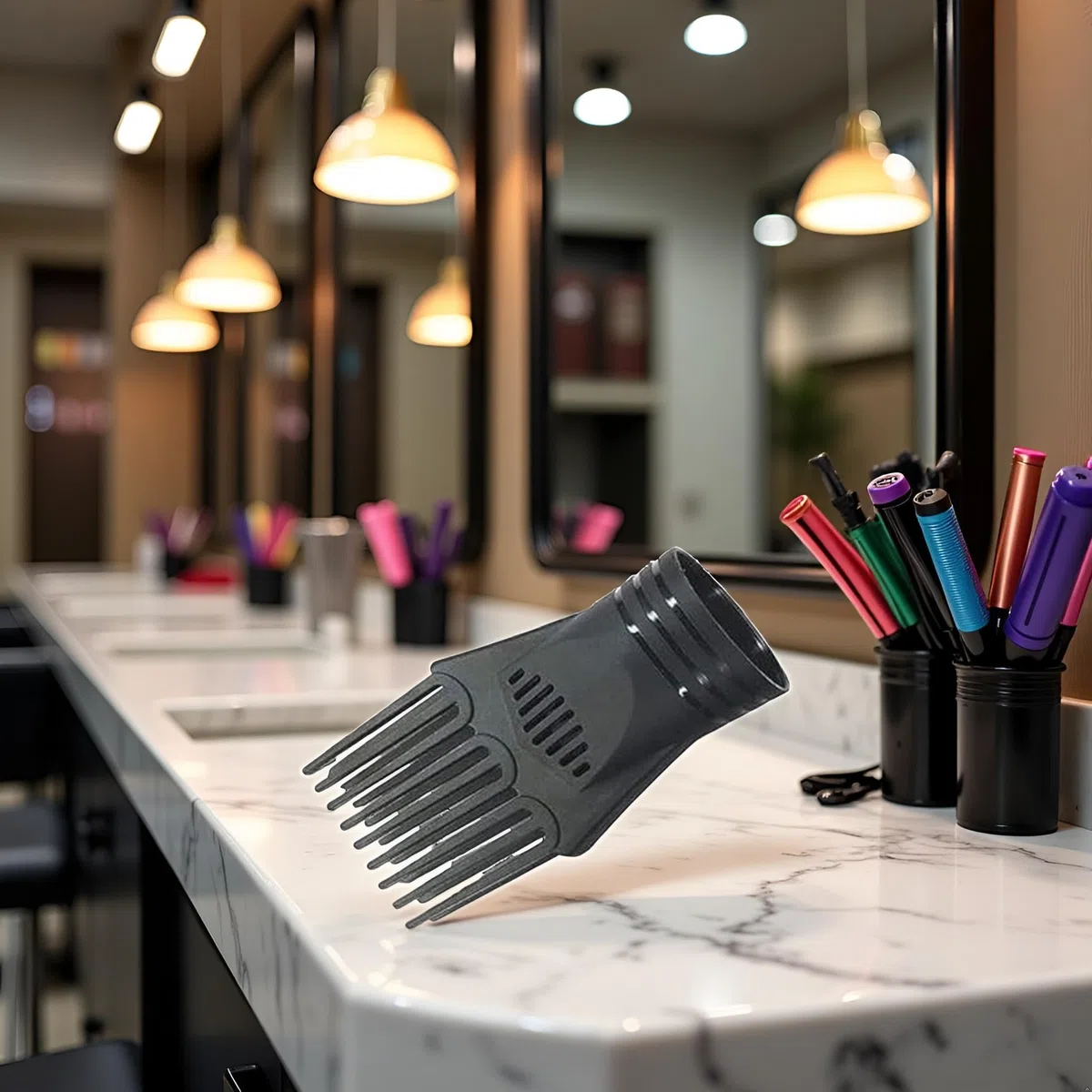Buse de coiffure universelle noire – Peigne à cheveux tendance pour lisser, démêler les cheveux fins, bouclés, naturels, sèche-cheveux et accessoires, peignes pour sèche-cheveux