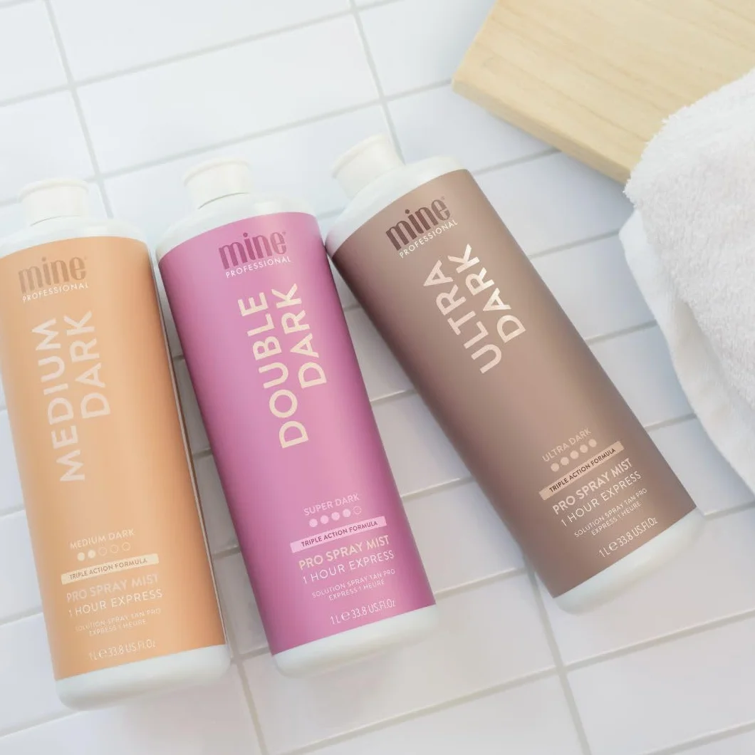 MineTan MineTan Medium Dark Professional Spray Tan - Finition peau subtilement brune et brillante Pour les personnes à la peau claire ou celles qui découvrent l'autobronzant, 1L