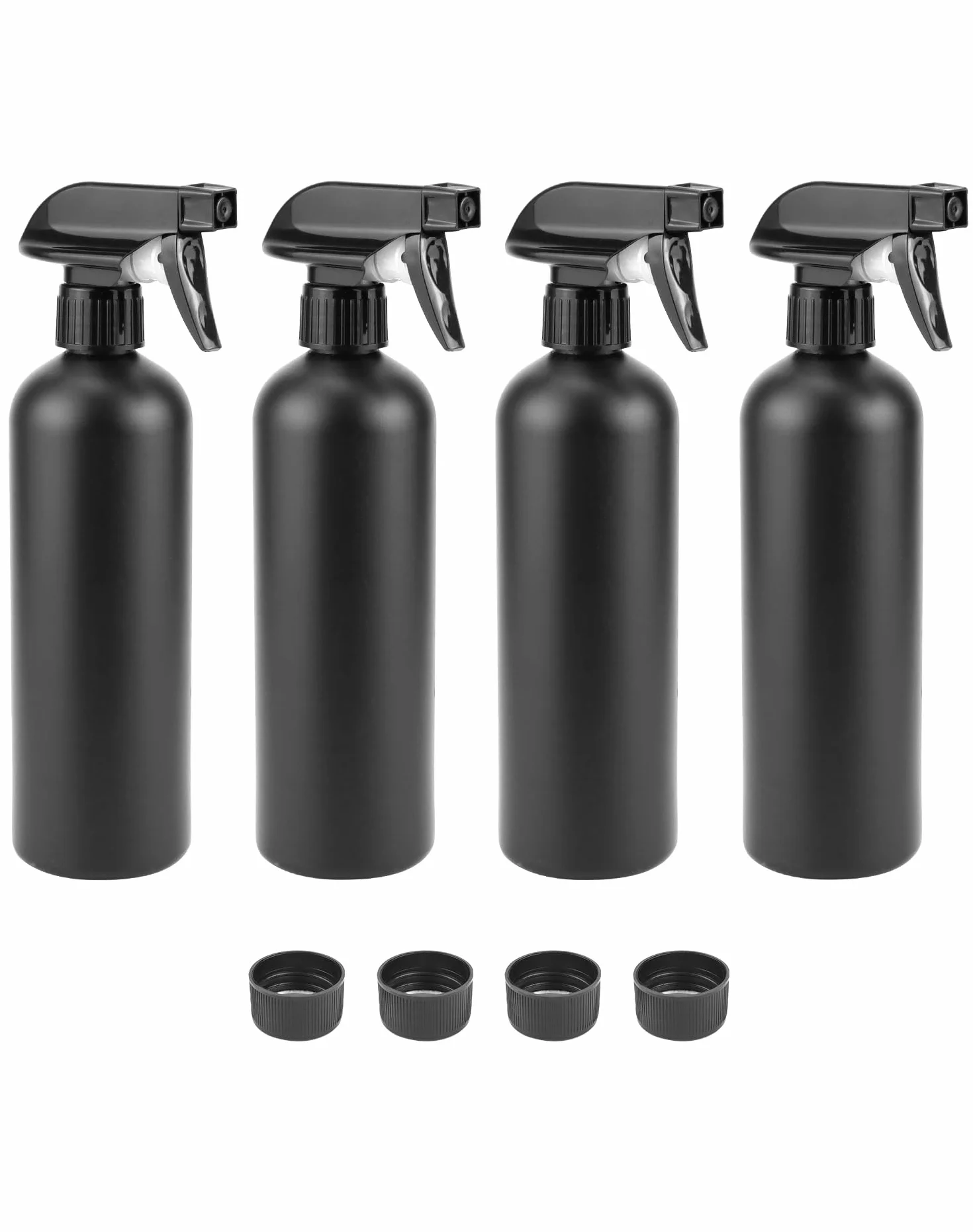 QWORK® 4 Pcs Vaporisateur de 500 ml, bouteille spray vide, noir, pour la coiffure, le soin des plantes à fleurs, le nettoyage