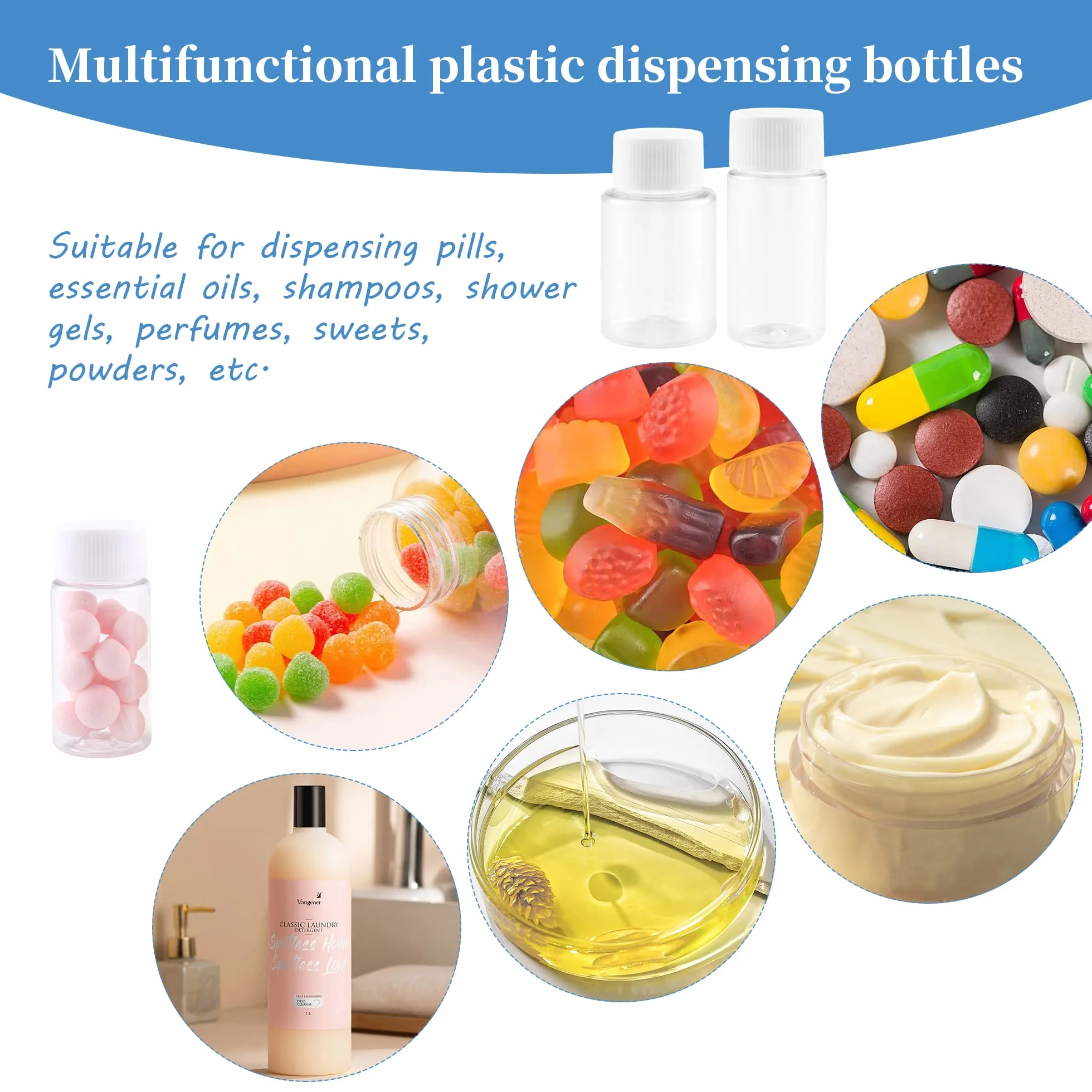 50Pcs Flacon Vide Plastique Transparent et Rechargeable Bouteille Vide et Réutilisable avec Bouchon à vis 20 ml e 30ml pour cosmétiques, Camping, Voyage, shampoing, Lotion