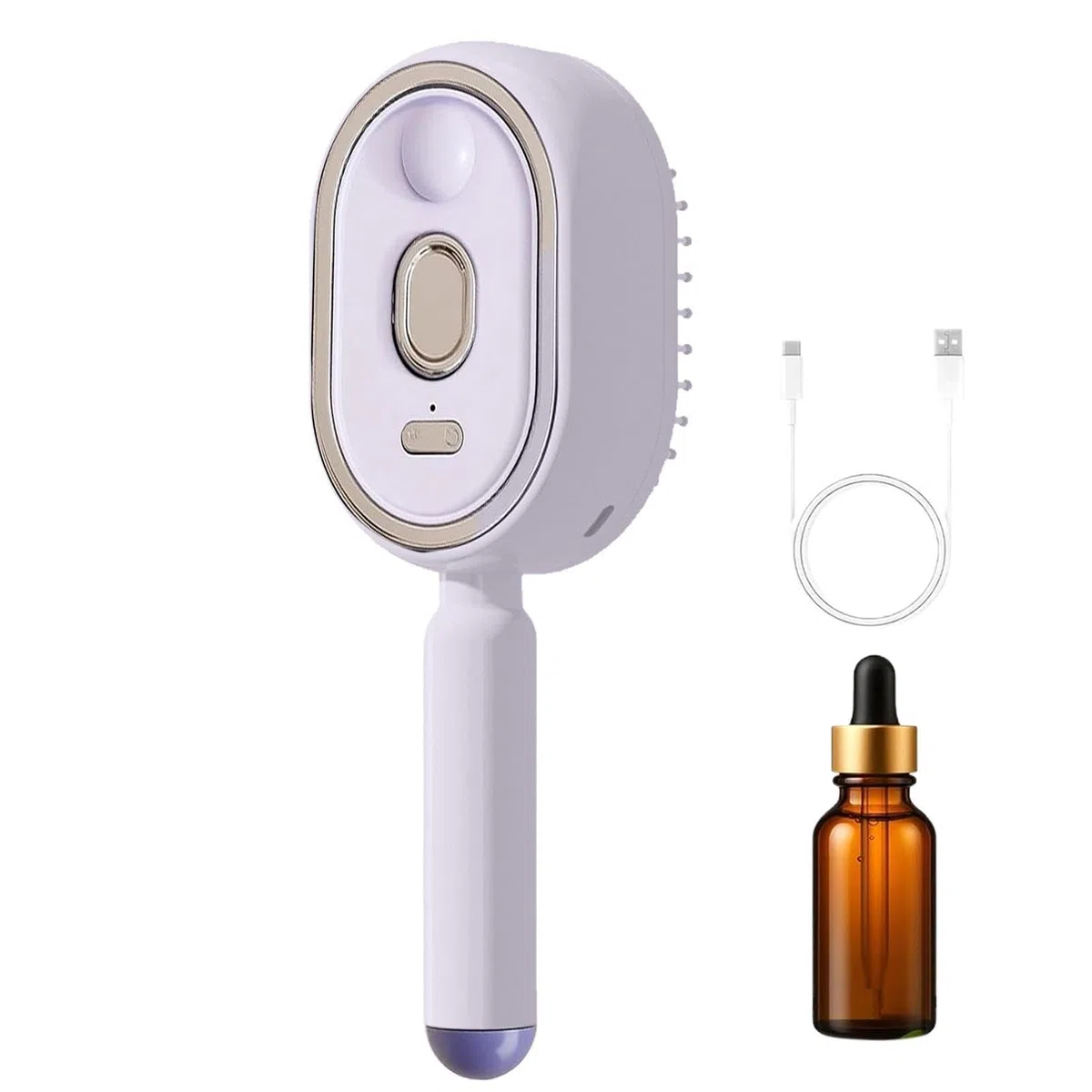 Brosse à vapeur pour cheveux - avec Verre Mesureur d'Huile Peigne Démêlant Rechargeable | Brosse lissante à vapeur | Pour Des Cheveux Épais Raides Ondulés Bouclés Lissage Maison Voyage Filles