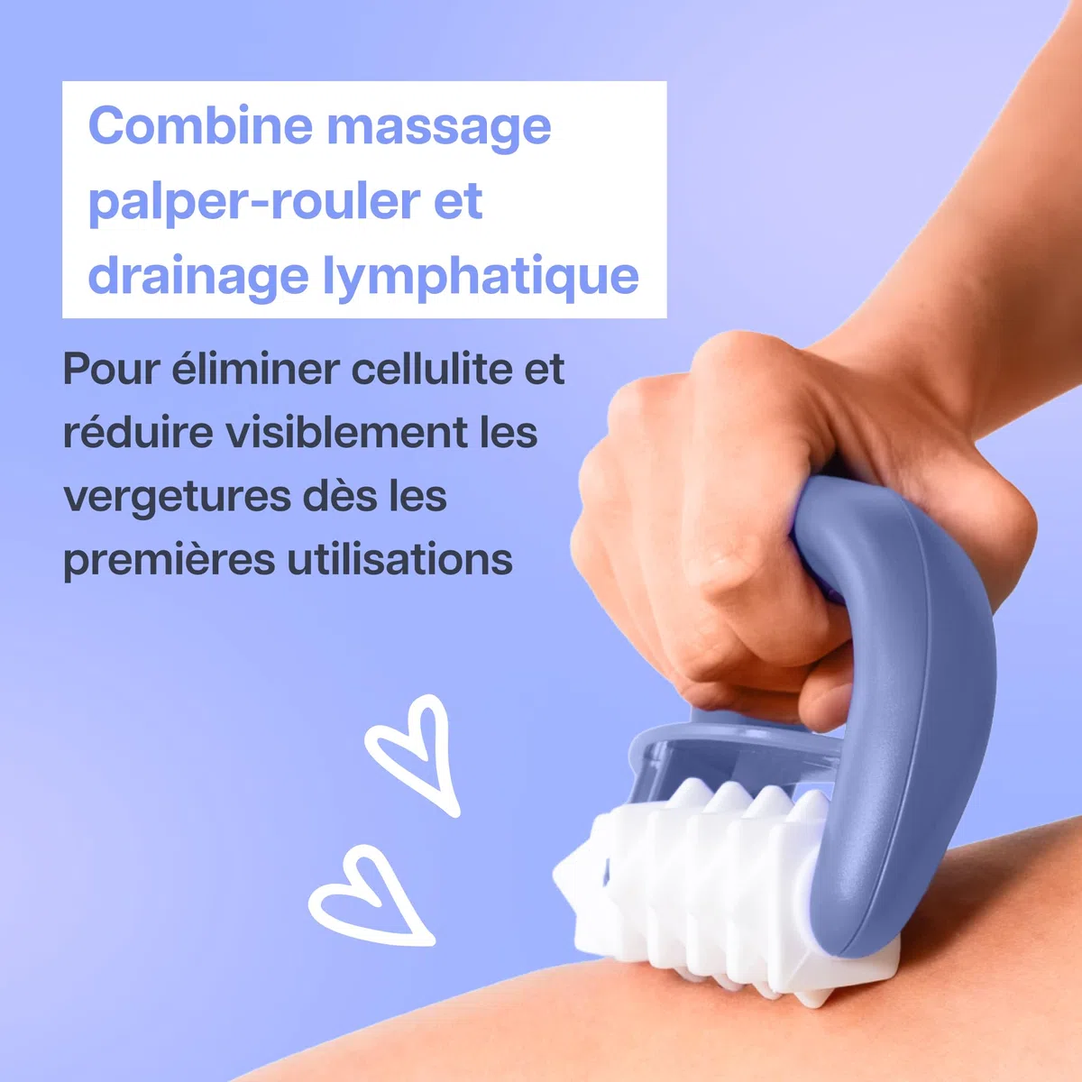 Masseur Anti-Cellulite et Vergetures 2-en-1 | Drainage Lymphatique et Palper-Rouler | Élimine Cellulite et Réduit Vergetures | Soin Corps Raffermissant | Usage facile à domicile