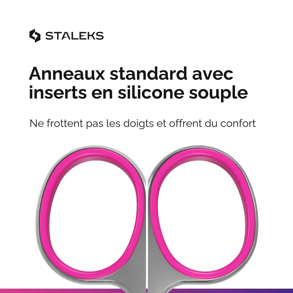 Staleks Pro - Ciseaux professionnels pour la peau des cuticules, lames avec crochet et poignées en silicone rose, affûtage manuel, Smart SS-41/3