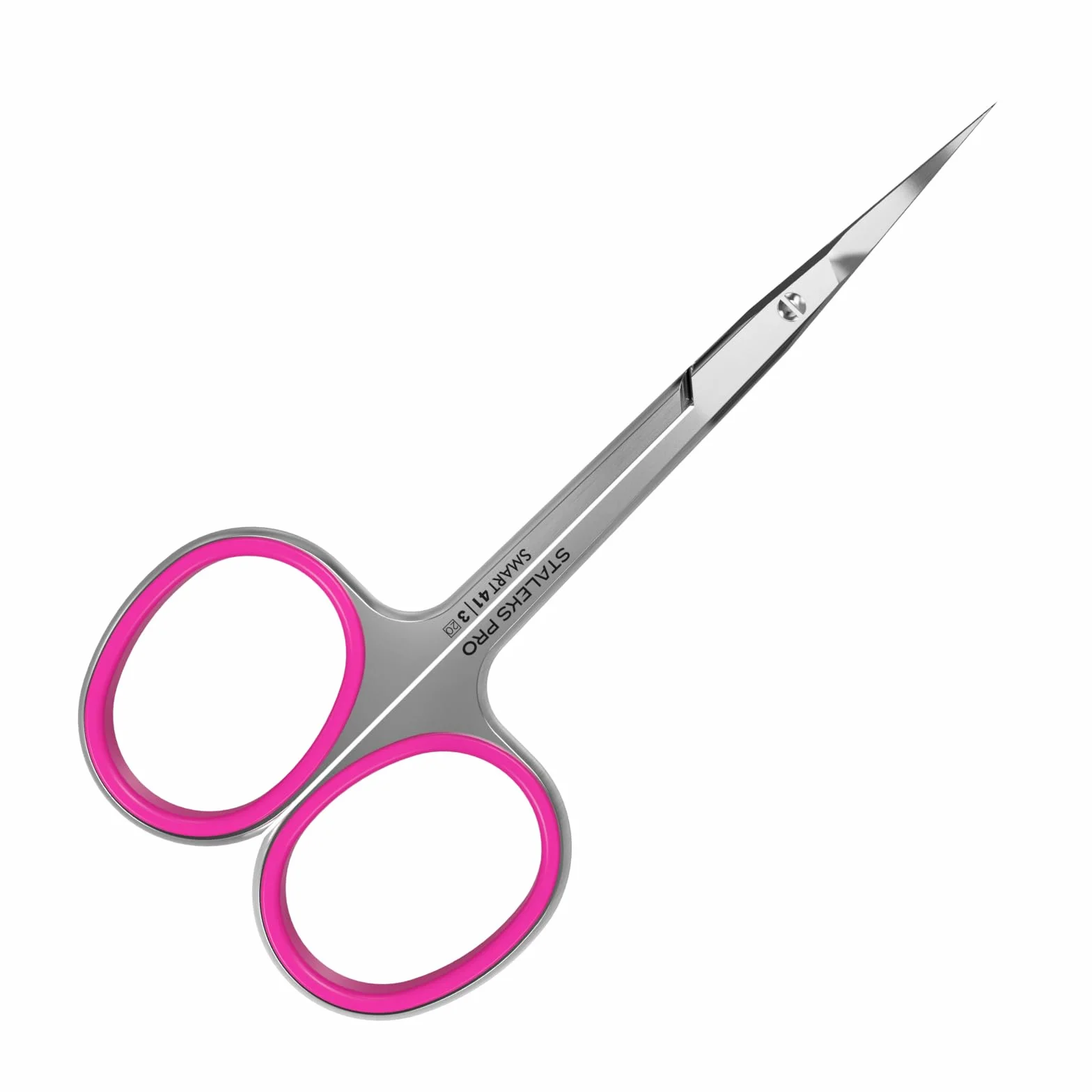 Staleks Pro - Ciseaux professionnels pour la peau des cuticules, lames avec crochet et poignées en silicone rose, affûtage manuel, Smart SS-41/3