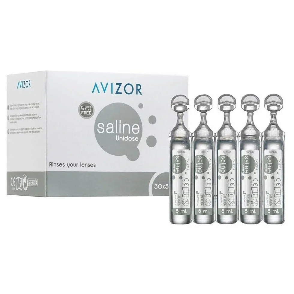Solution saline Avizor pour tous types de lentilles de contact - 30 ampoules