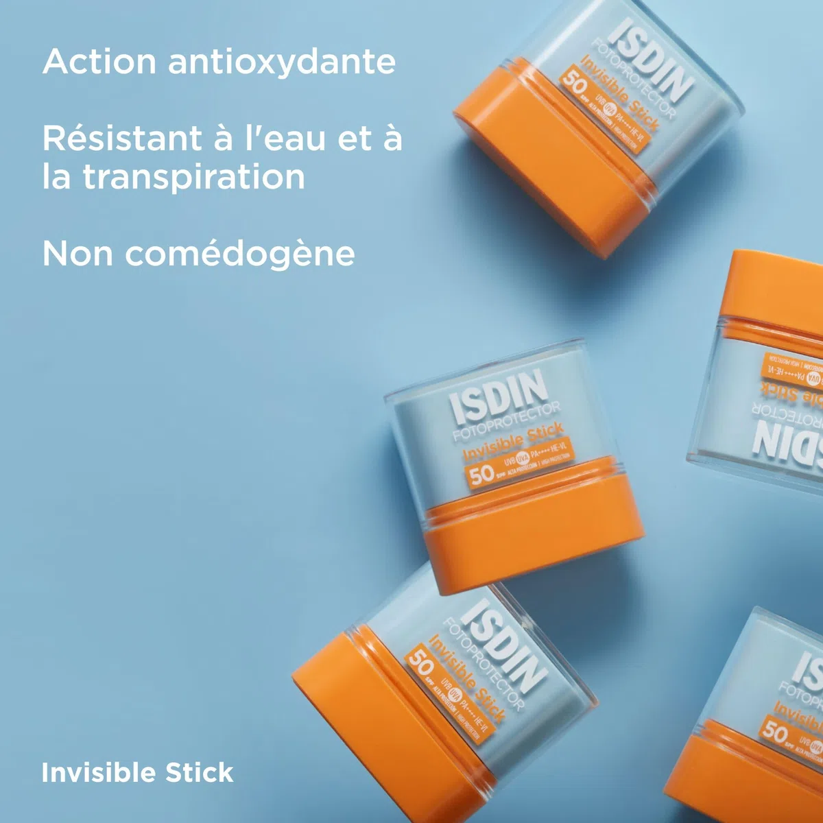 ISDIN Invisible Stick SPF 50 (10 g) | Crème Solaire en Stick pour Faciliter la Réapplication | Convient à Tous les Types de Peau