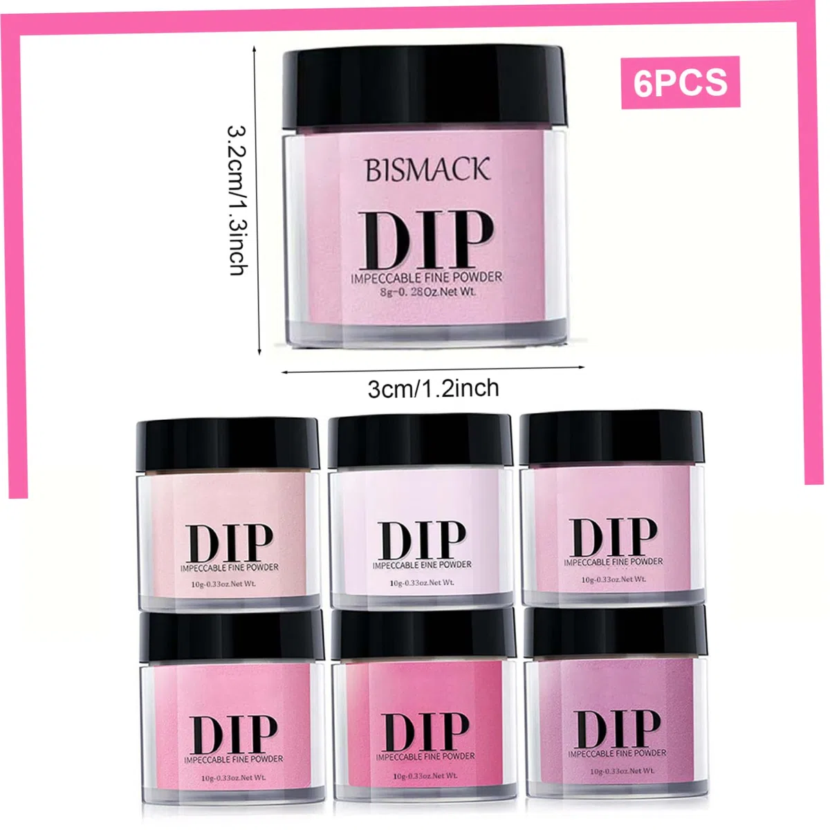 6 pièces de poudre de trempage, 6 couleurs poudre trempage d'ongle acrylique, kit bricolage longue durée à séchage rapide pour les débutants manucure bricolage, kit démarrage d'ongles