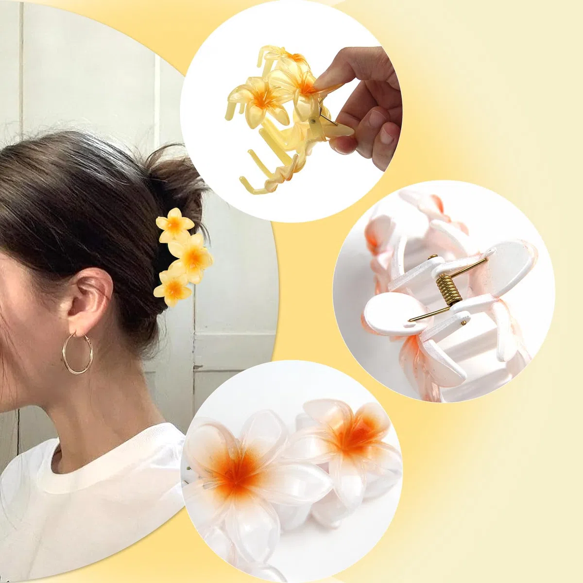 Vaskula 6 Pièces Pince Cheveux Femme Antidérapantes Forte Adhérence Pince a Cheveux Fleur Mates Accessoires pour Cheveux Épais et Fins (6 Couleur)