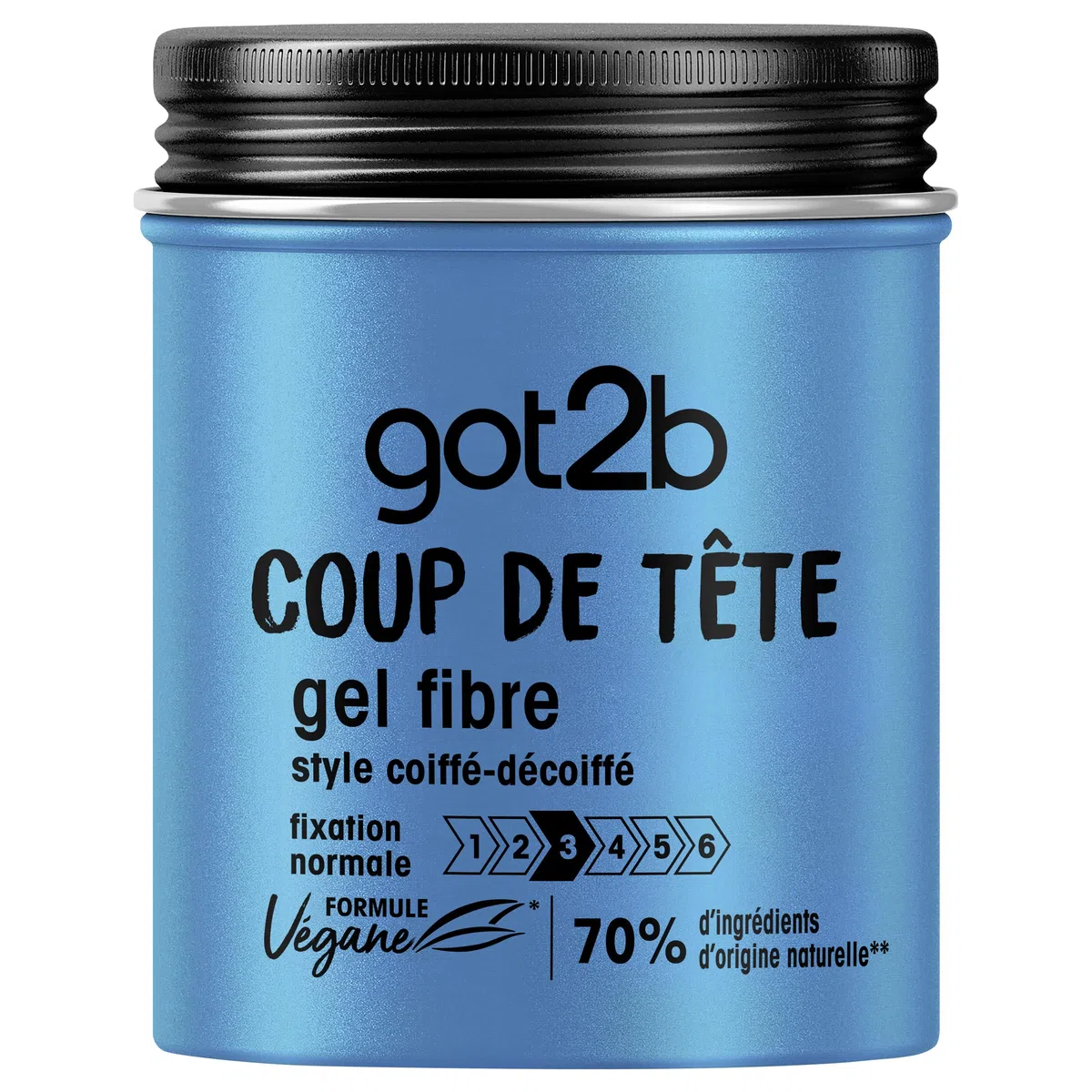 Got2b, Coup de Tete, Gel Fibre Coiffant Cheveux pour Homme, Fixation Normale, Style Coiffe Decoiffe, Formule Vegane, Pot De 100 ml, Lot de 3