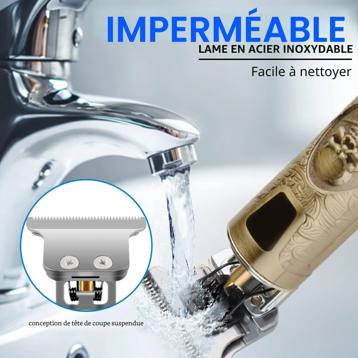 Tondeuse Cheveux Hommes, Tondeuse Barbe Electriques Professionnelle, Sans Fil Rasoir, Écran à LED, Rechargeable, Silencieuse pour les Enfants et la Famille
