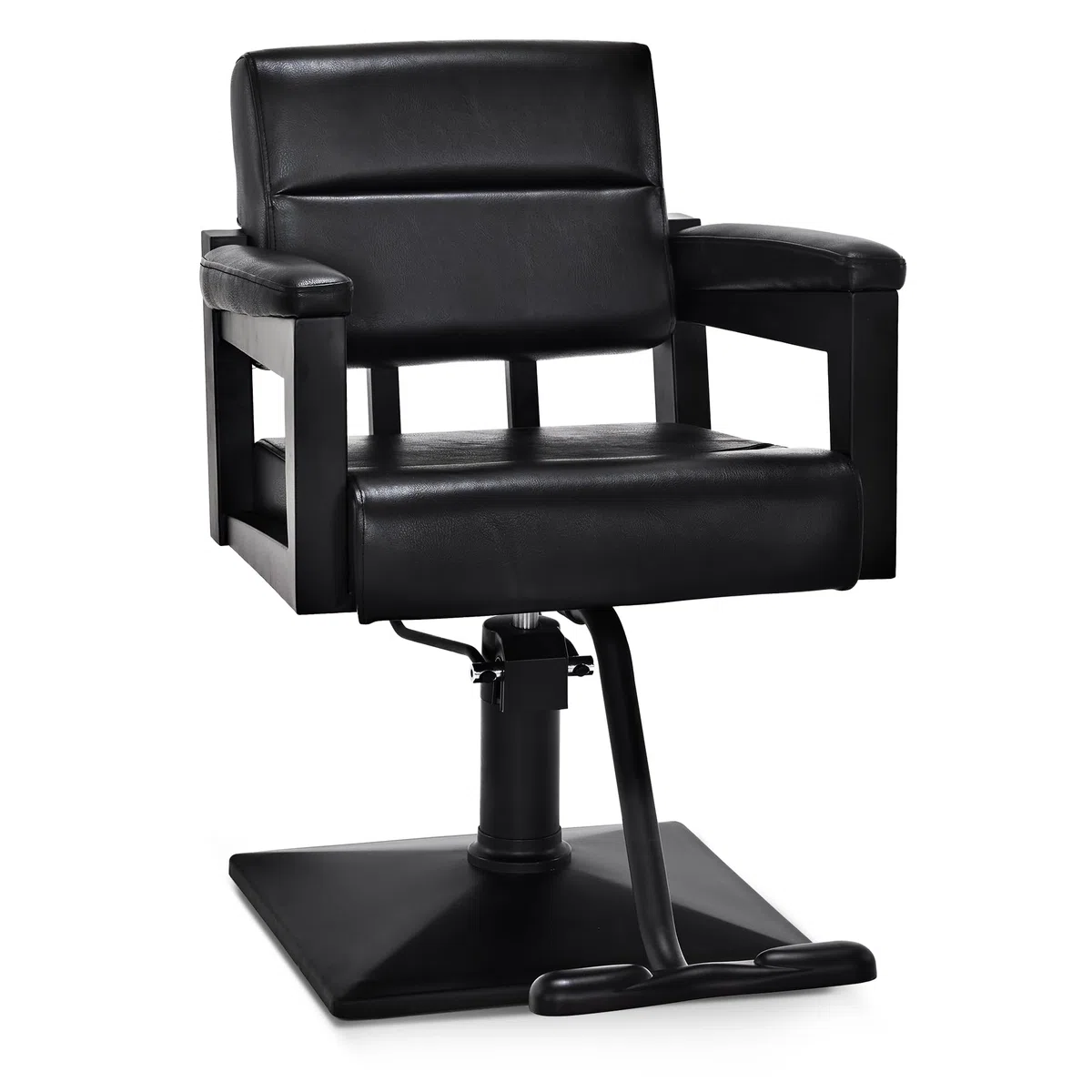 Barberpub Chaise de coiffure avec pompe hydraulique, inclinable à 360°, équipement de coiffure, chaise de coiffure réglable en hauteur, fauteuil de coiffure en cuir synthétique PVC, 2058 (noir)