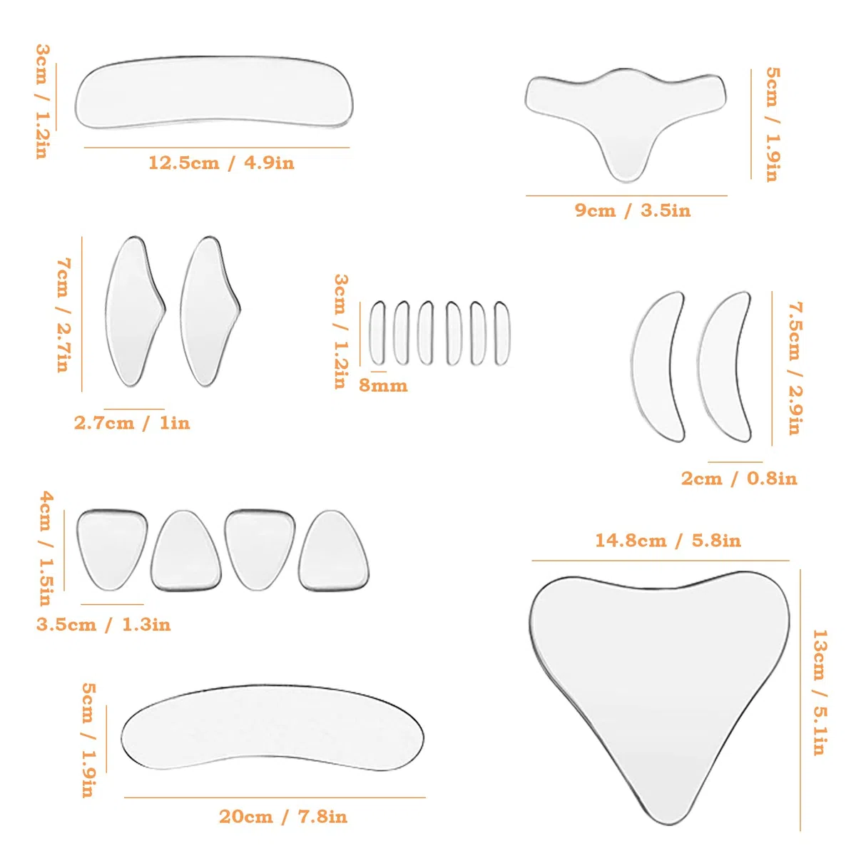 Lot de 18 Patchs Anti-Rides Réutilisables en Silicone pour Front, Yeux, Joues, cou et Poitrine, Anti-Wrinkle Patches pour le Visage Contre les Rides, Réduit l'humidité des Ridules et Anti-âge