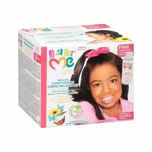 Just for Me Kit Défrisage sans Soude pour Enfants, Crème Relaxer Conditionnante No-Lye