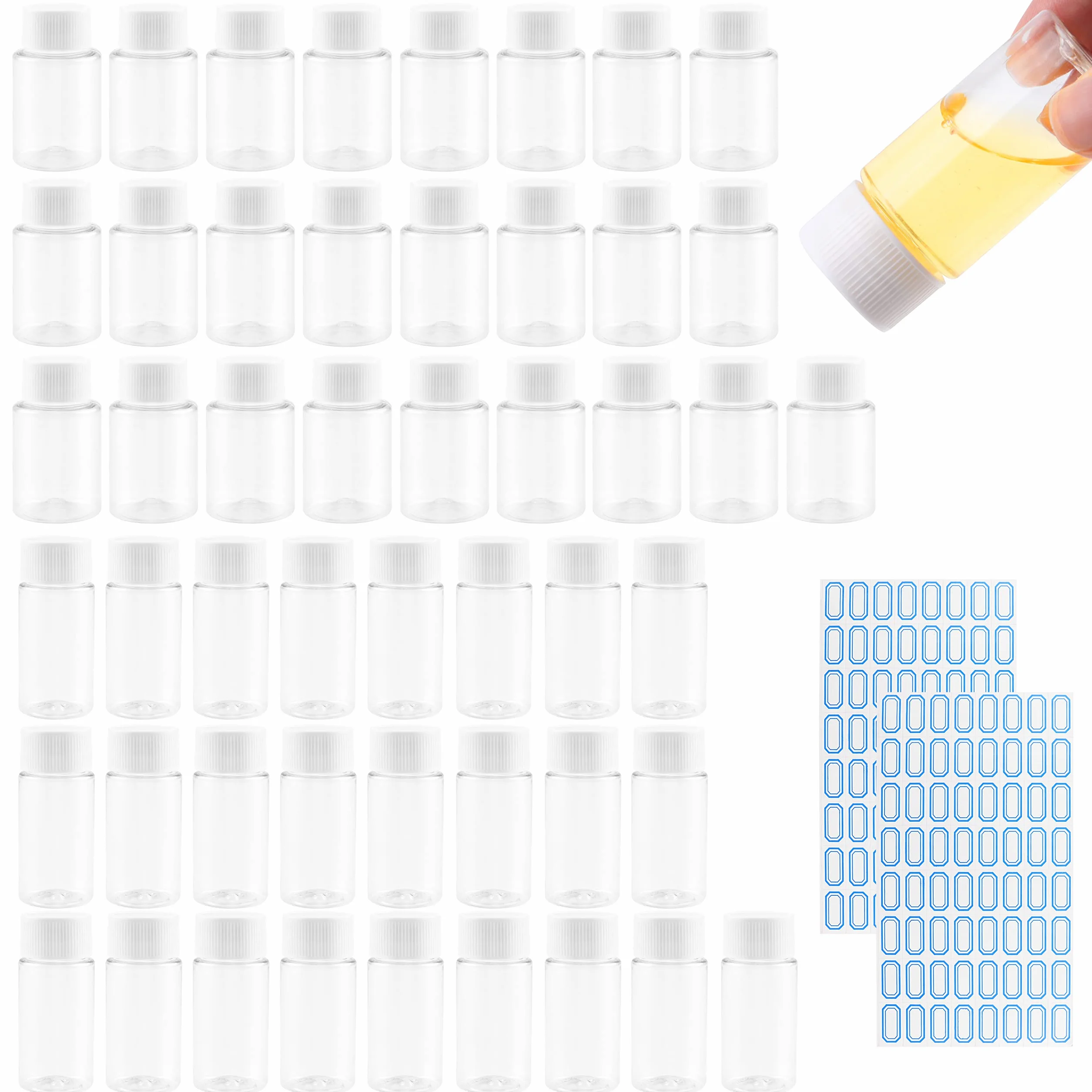 50Pcs Flacon Vide Plastique Transparent et Rechargeable Bouteille Vide et Réutilisable avec Bouchon à vis 20 ml e 30ml pour cosmétiques, Camping, Voyage, shampoing, Lotion
