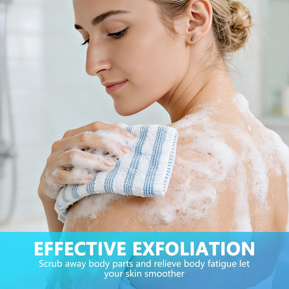 4 pièces de Serviettes exfoliantes japonaises-lingette Visage à Nettoyage en Profondeur, Chiffon de Lavage exfoliant Extra Long, Gant exfoliant pour Le Dos, Unisexe, Double Face,pour Bain et Sauna
