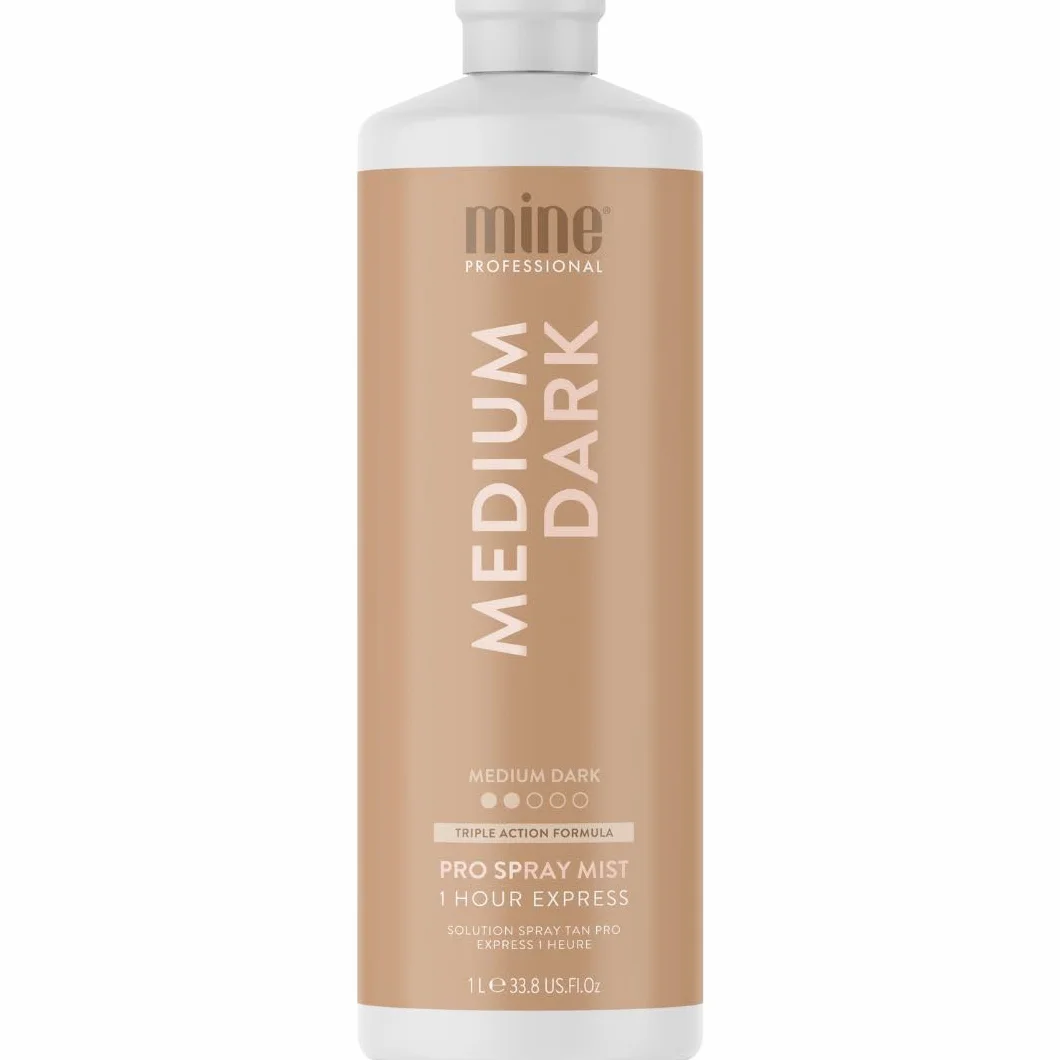 MineTan MineTan Medium Dark Professional Spray Tan - Finition peau subtilement brune et brillante Pour les personnes à la peau claire ou celles qui découvrent l'autobronzant, 1L