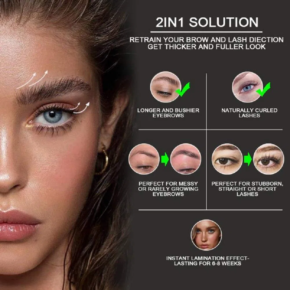 Weixinbuy Kit 2 en 1 pour étirer et boucler les sourcils et les cils Lifting professionnel pour look moderne