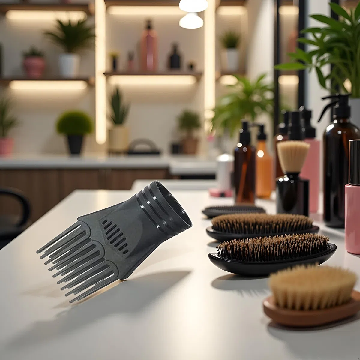 Buse de coiffure universelle noire – Peigne à cheveux tendance pour lisser, démêler les cheveux fins, bouclés, naturels, sèche-cheveux et accessoires, peignes pour sèche-cheveux