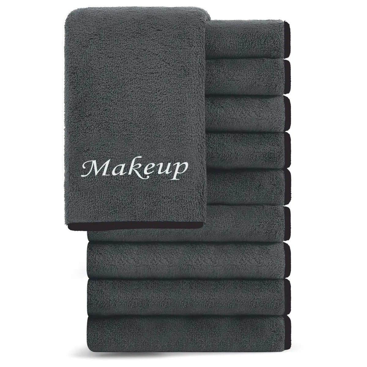 Cosy Family Lot de 10 serviettes en microfibre pour le visage – Chiffons démaquillants, 30,5 x 30,5 cm, noir
